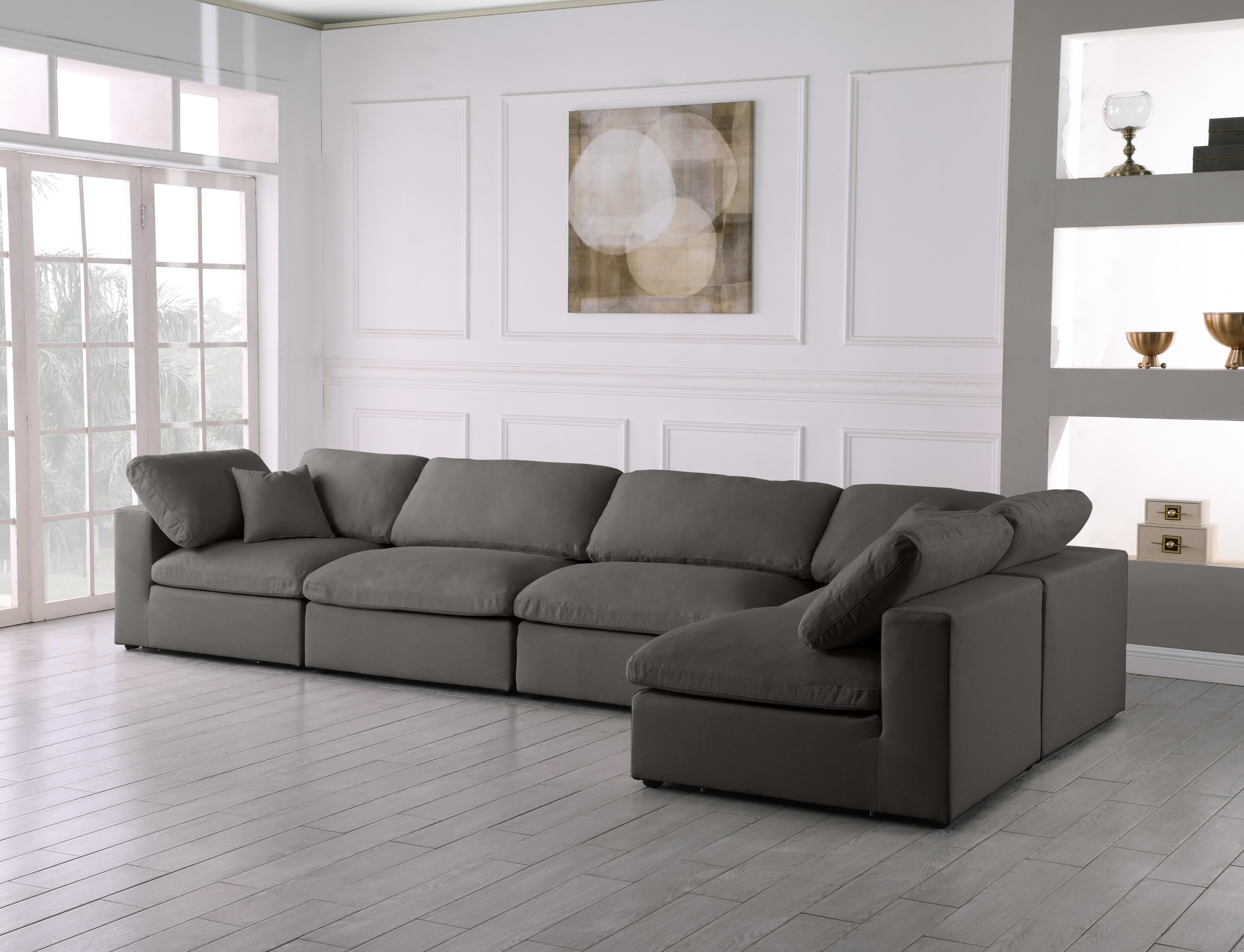 Plush Grey Velvet Standard Cloud Modular Sectional - Luxury Home Furniture (MI)