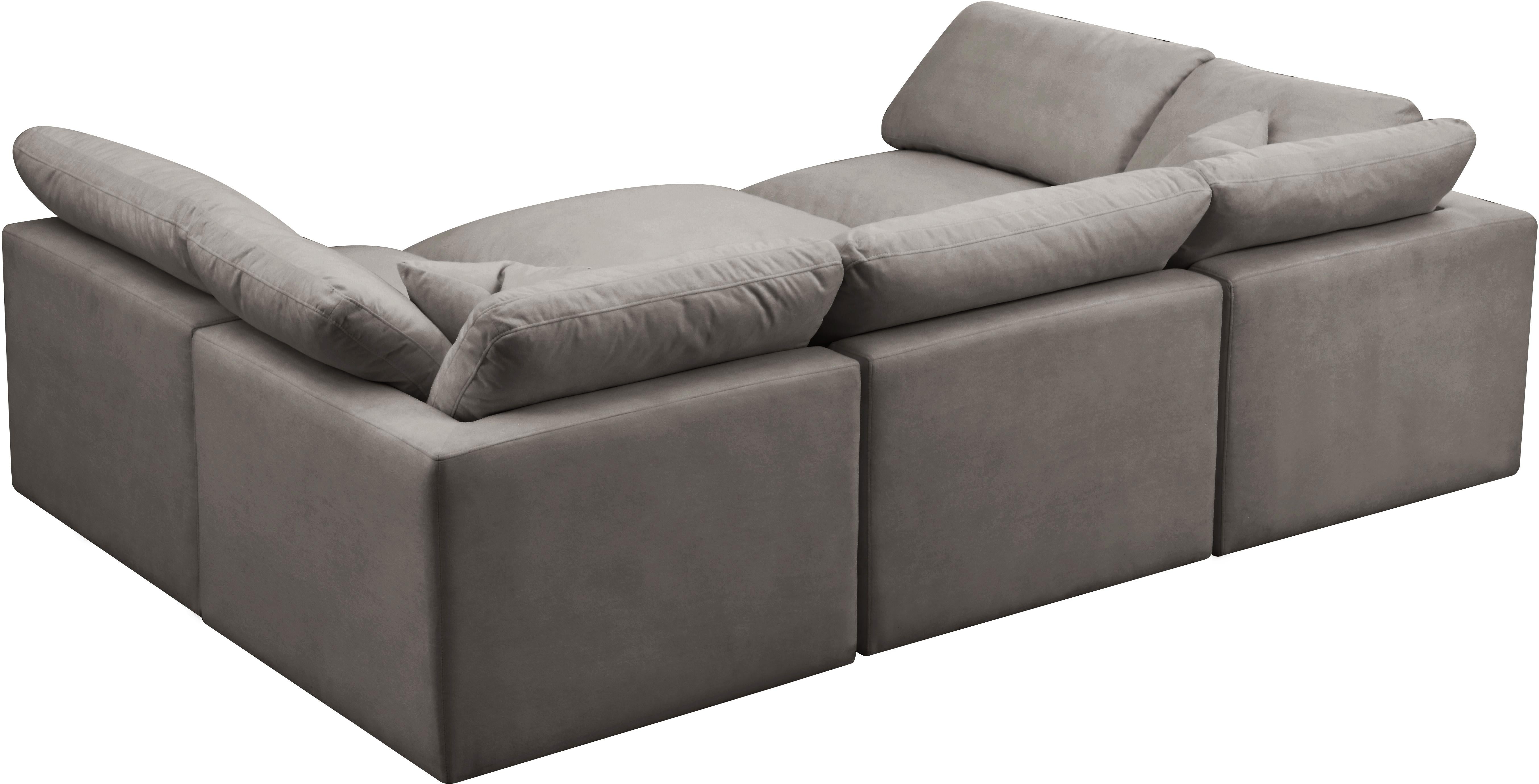 Plush Grey Velvet Standard Cloud Modular Sectional - Luxury Home Furniture (MI)