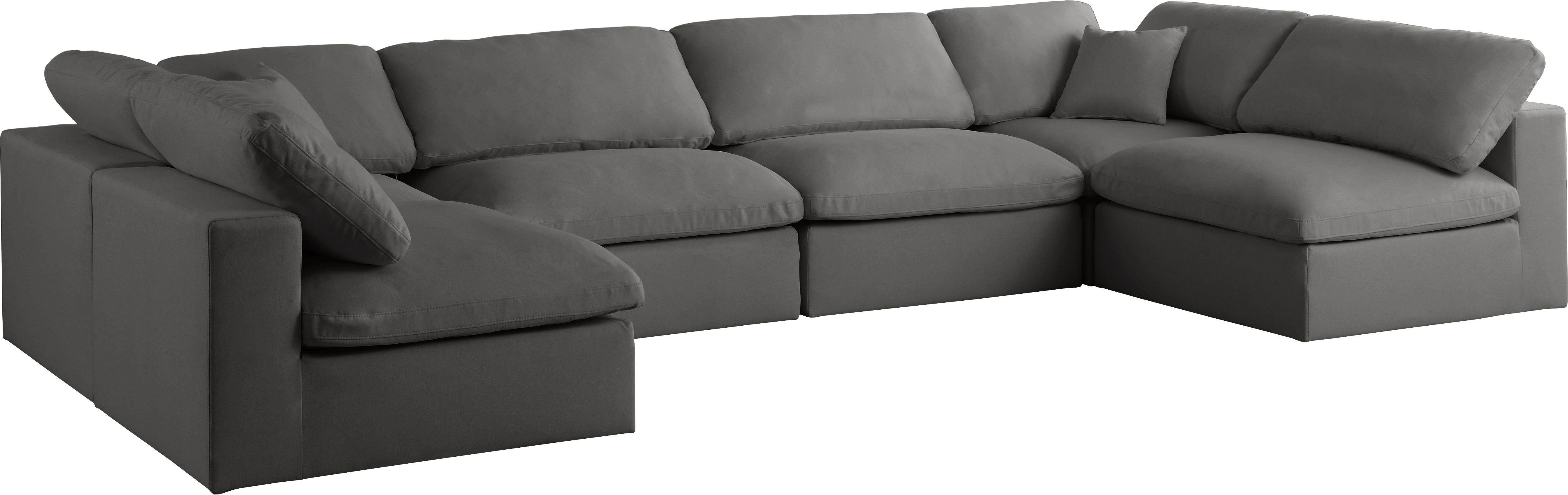 Plush Grey Velvet Standard Cloud Modular Sectional - Luxury Home Furniture (MI)