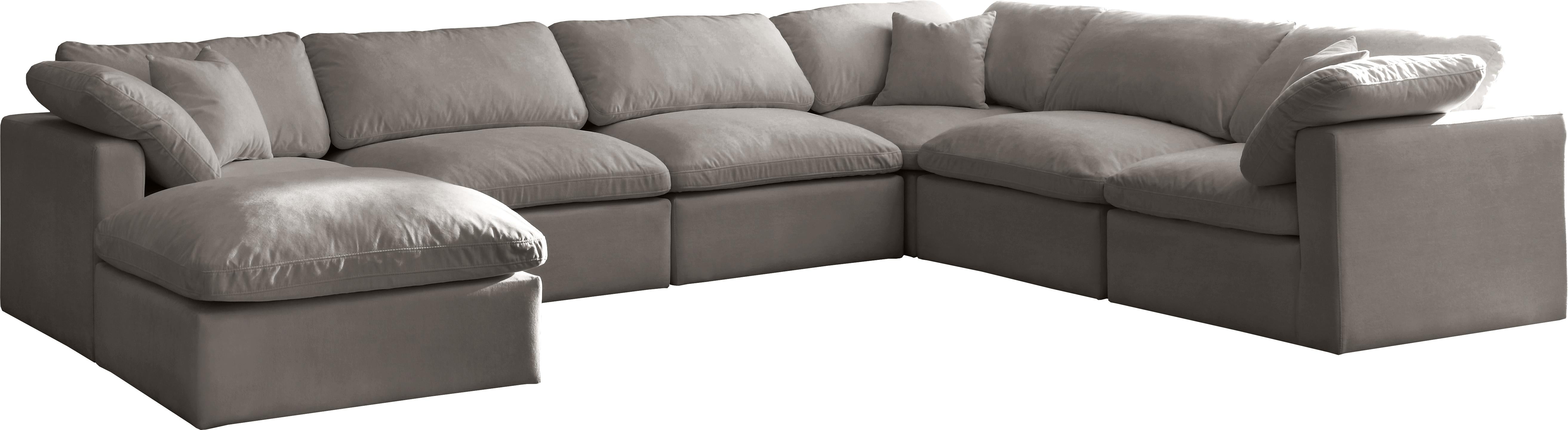 Plush Grey Velvet Standard Cloud Modular Sectional - Luxury Home Furniture (MI)
