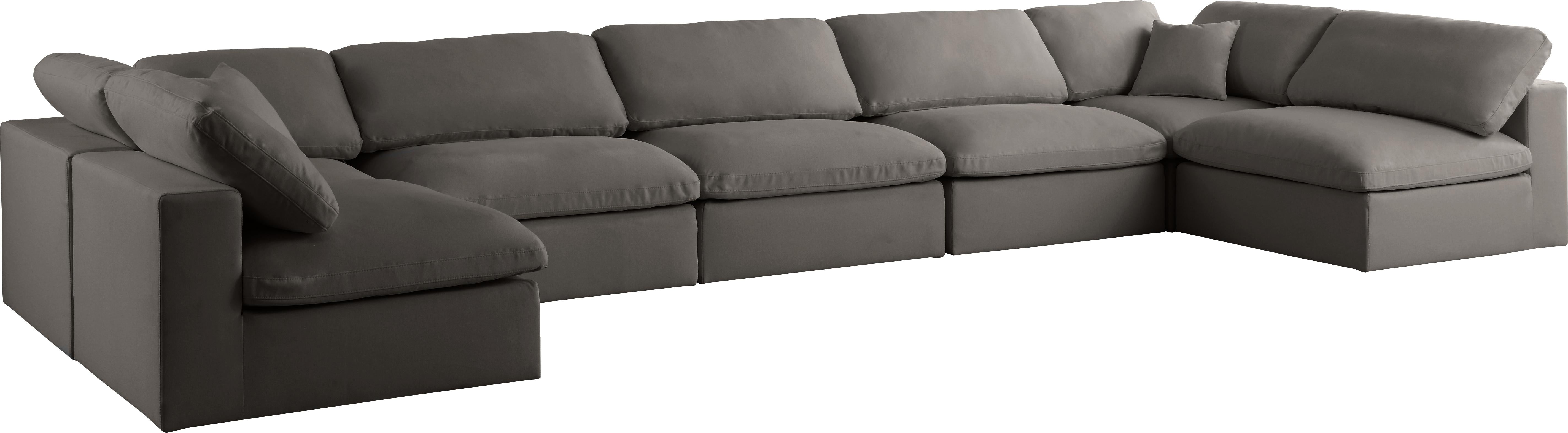 Plush Grey Velvet Standard Cloud Modular Sectional - Luxury Home Furniture (MI)