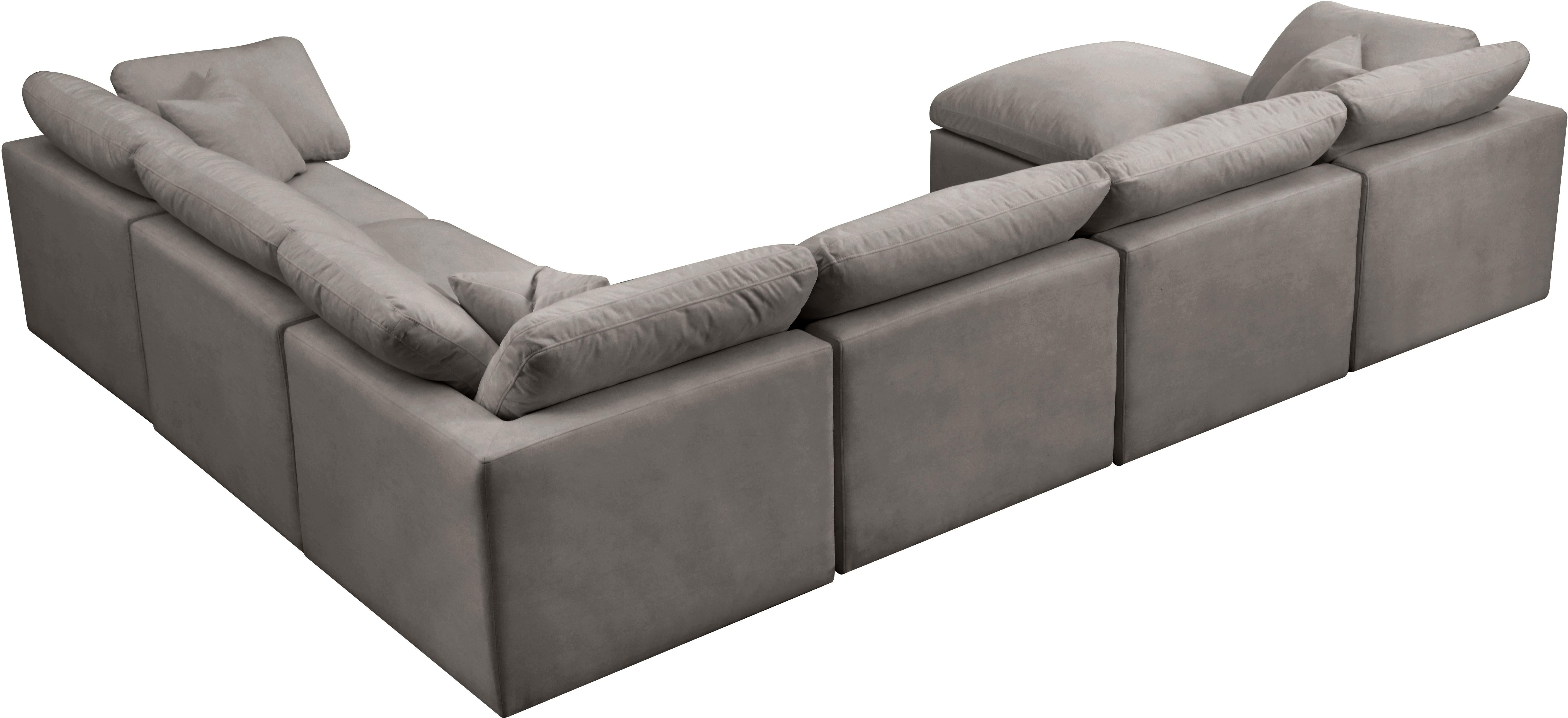 Plush Grey Velvet Standard Cloud Modular Sectional - Luxury Home Furniture (MI)