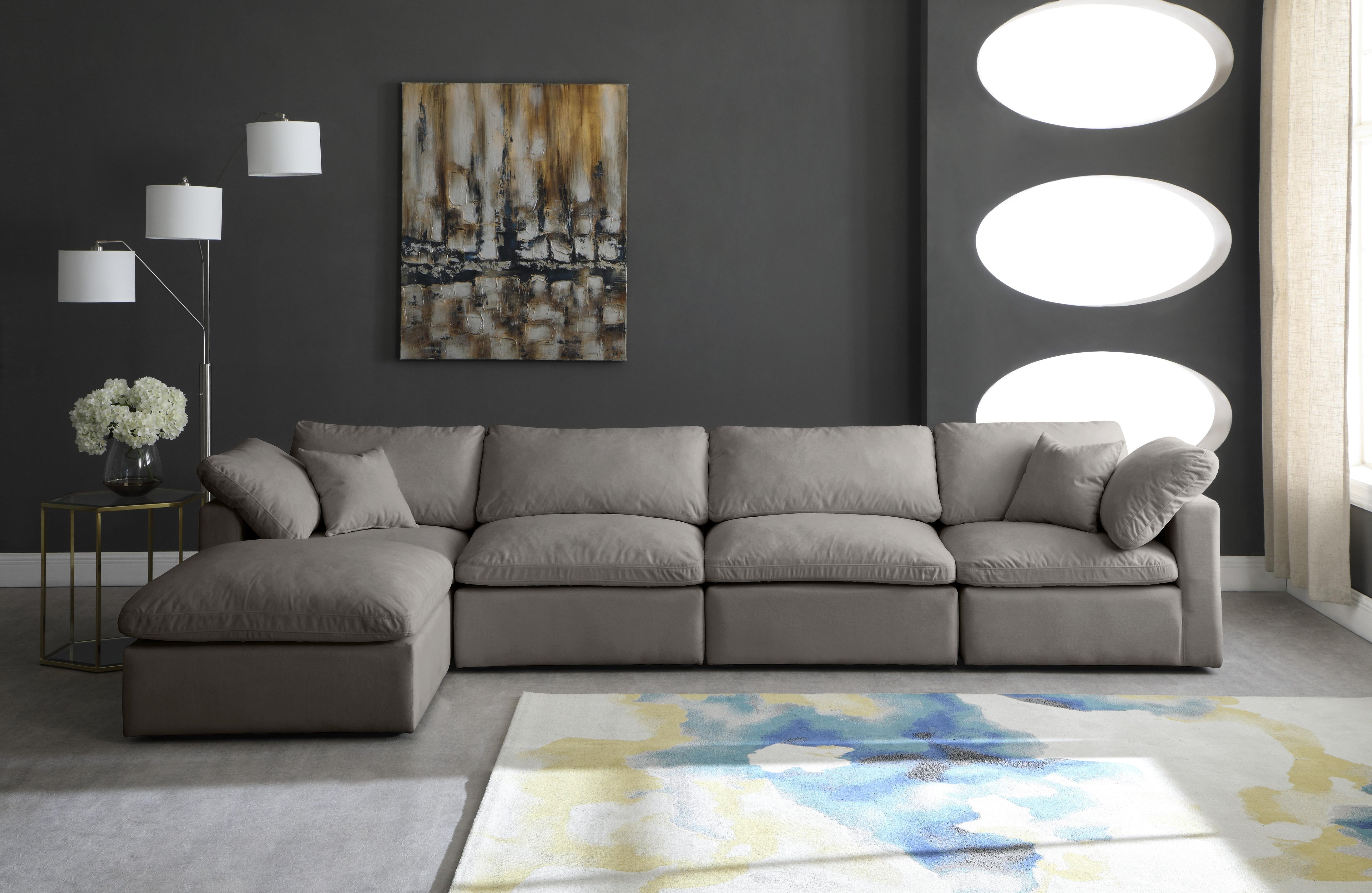 Plush Grey Velvet Standard Cloud Modular Sectional - Luxury Home Furniture (MI)