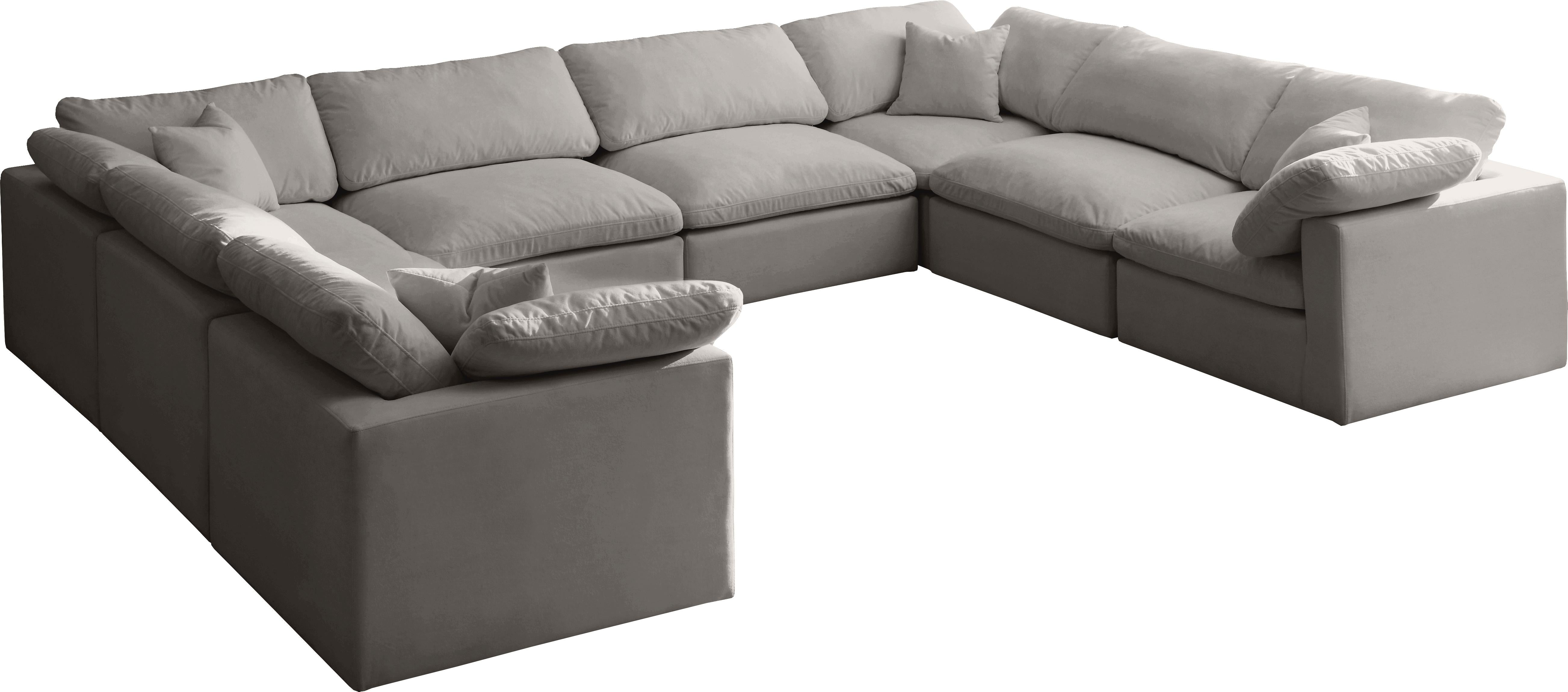 Plush Grey Velvet Standard Cloud Modular Sectional - Luxury Home Furniture (MI)