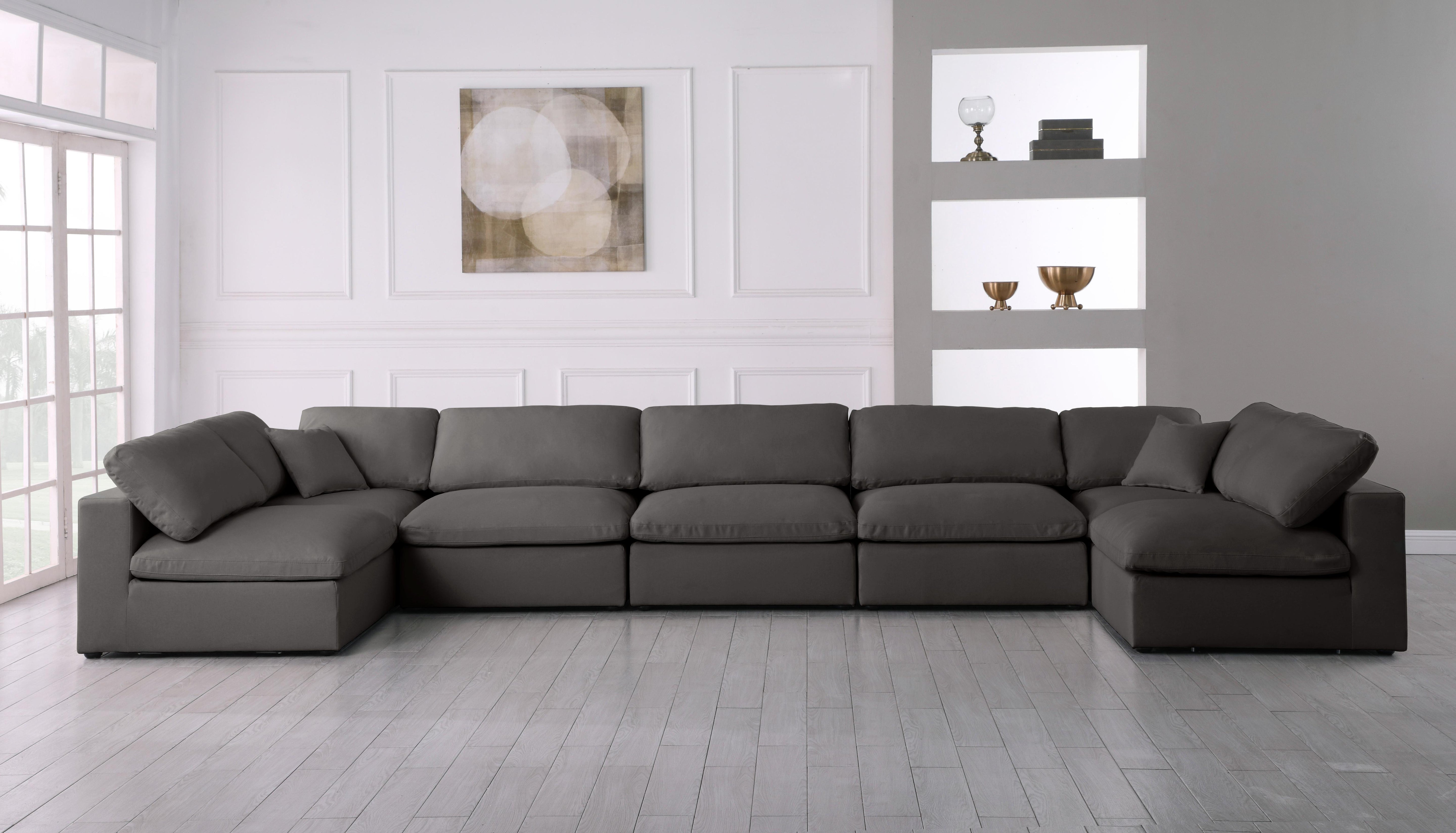 Plush Grey Velvet Standard Cloud Modular Sectional - Luxury Home Furniture (MI)