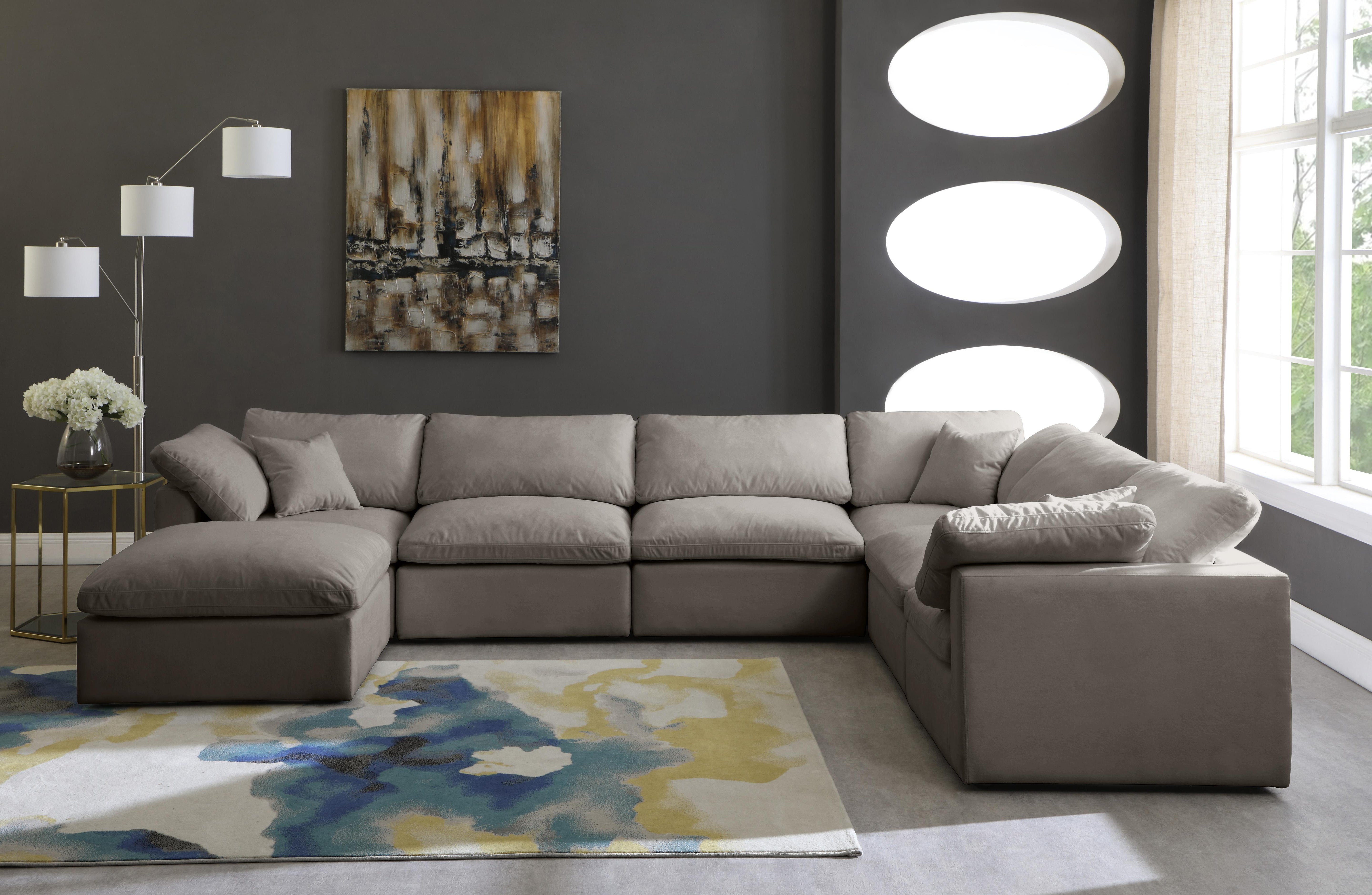 Plush Grey Velvet Standard Cloud Modular Sectional - Luxury Home Furniture (MI)
