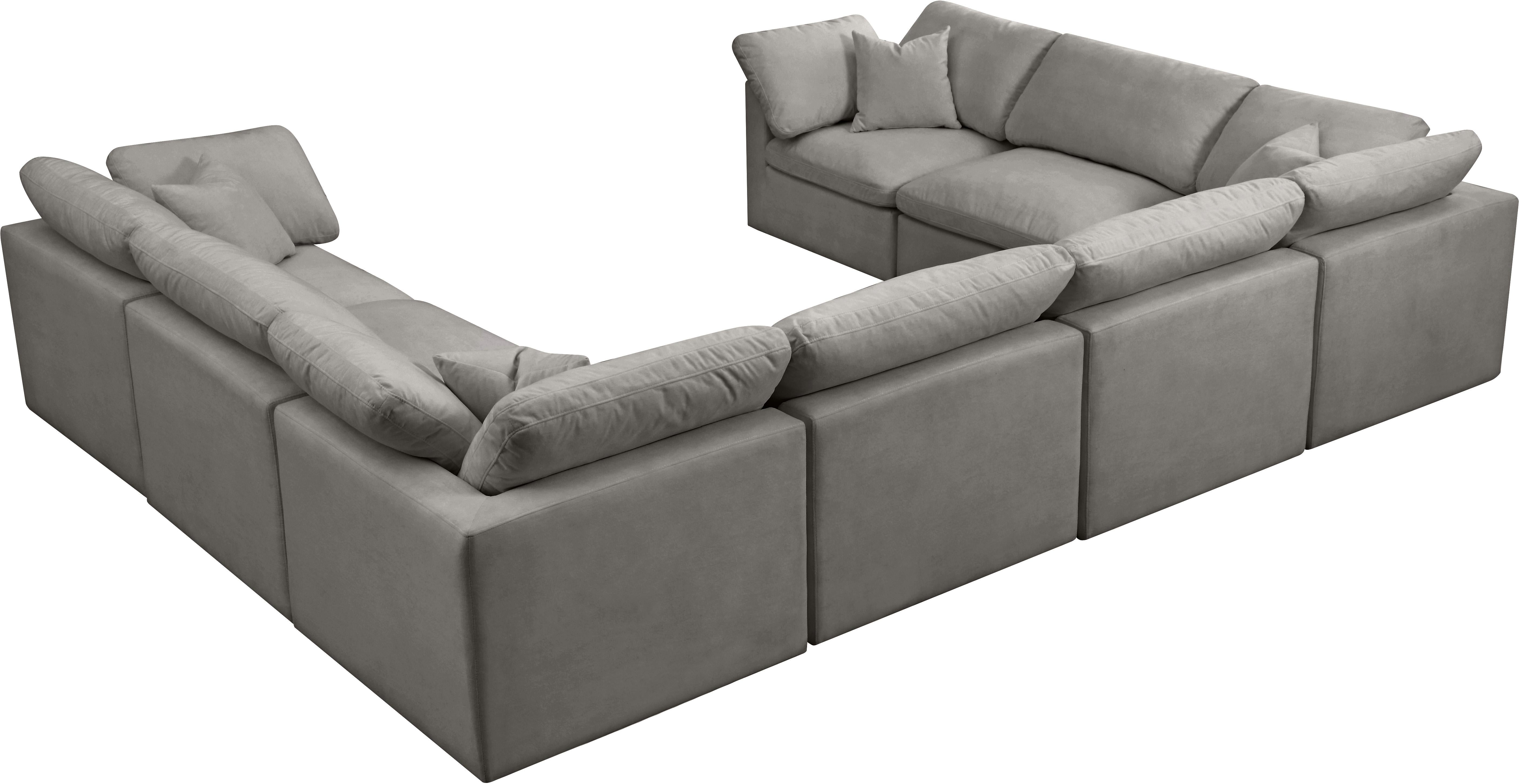 Plush Grey Velvet Standard Cloud Modular Sectional - Luxury Home Furniture (MI)