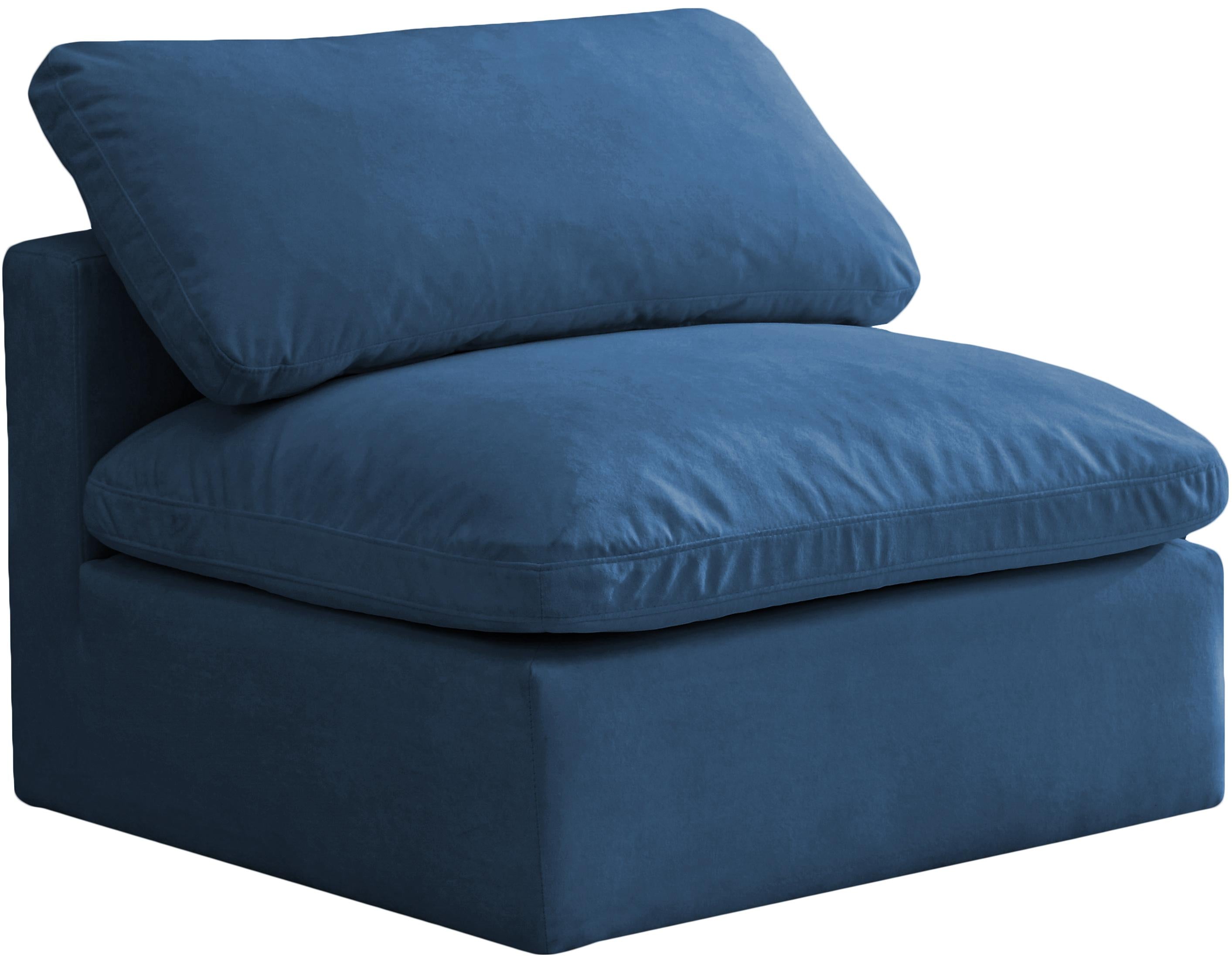 Plush Navy Velvet Standard Cloud Modular Armless Chair - Luxury Home Furniture (MI)