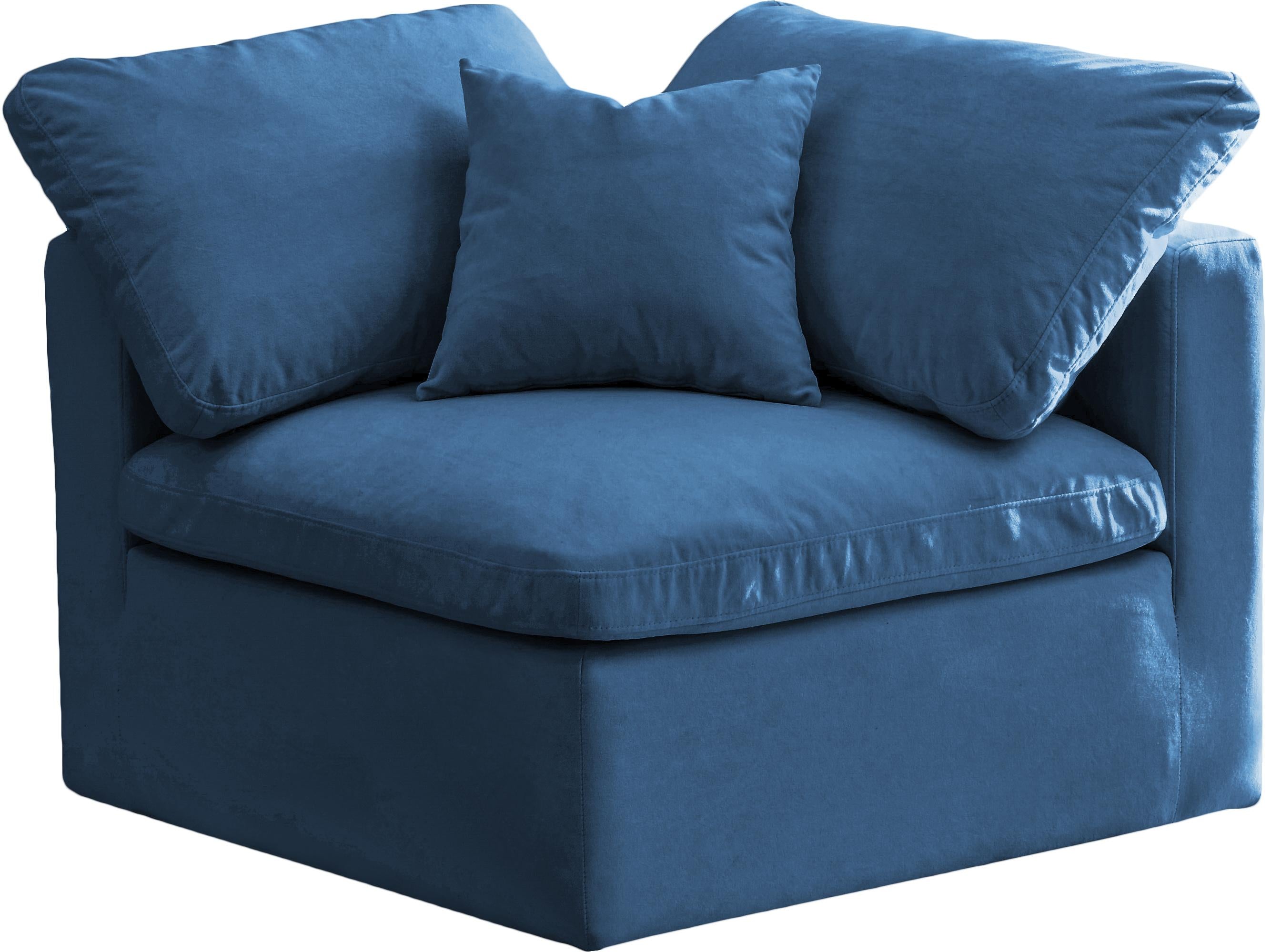 Plush Navy Velvet Standard Cloud Modular Corner Chair - Luxury Home Furniture (MI)