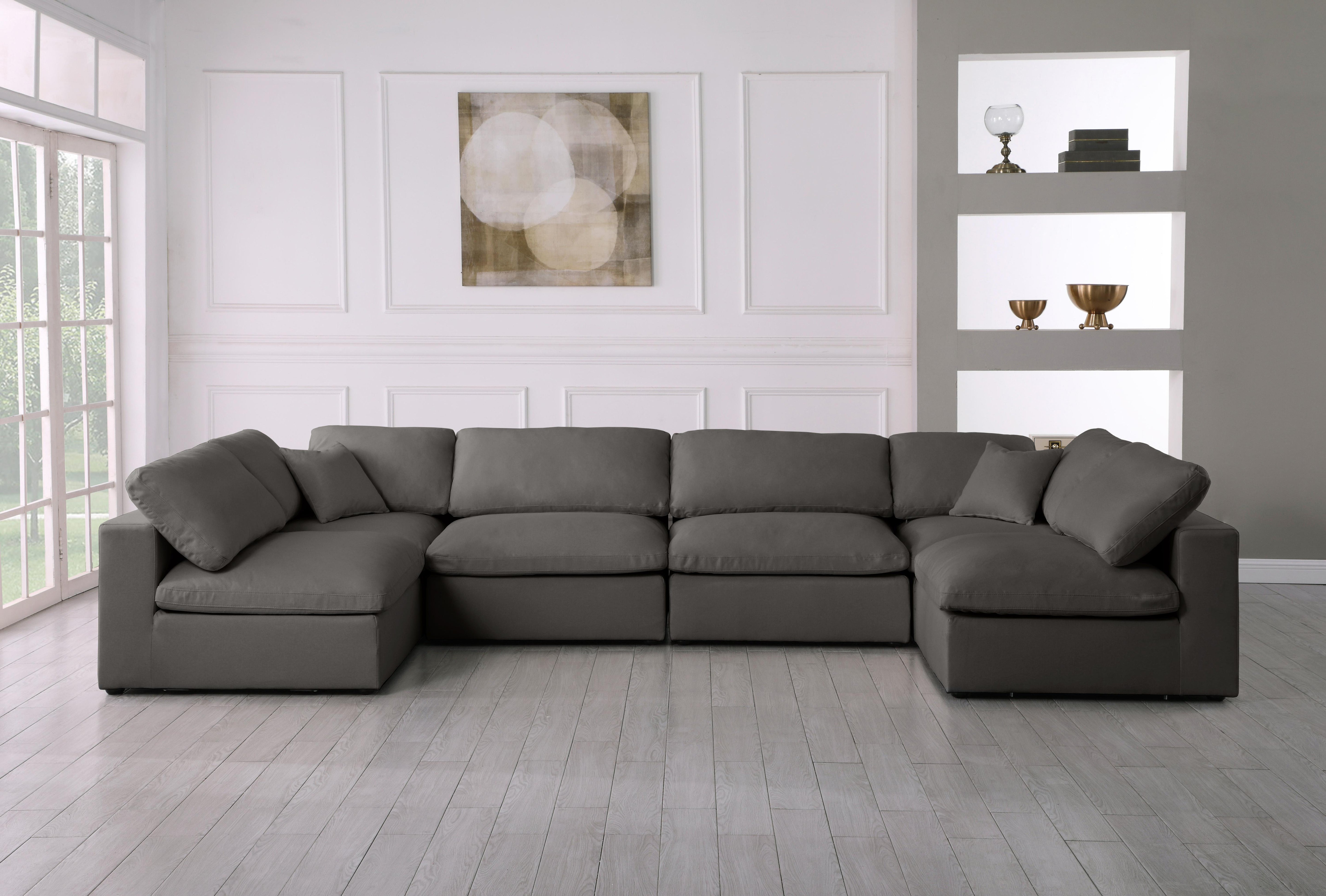 Plush Grey Velvet Standard Cloud Modular Sectional - Luxury Home Furniture (MI)