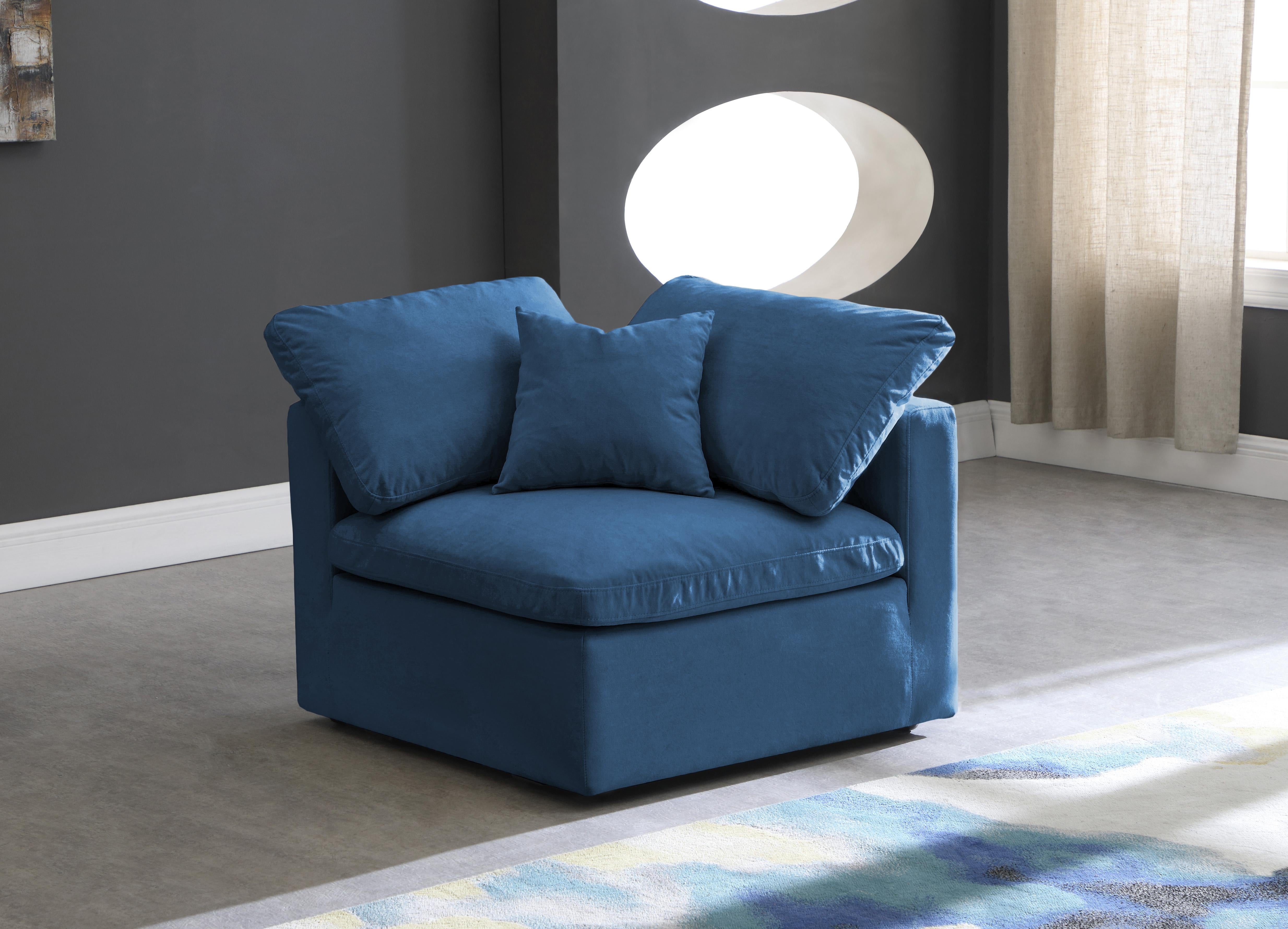 Plush Navy Velvet Standard Cloud Modular Corner Chair - Luxury Home Furniture (MI)