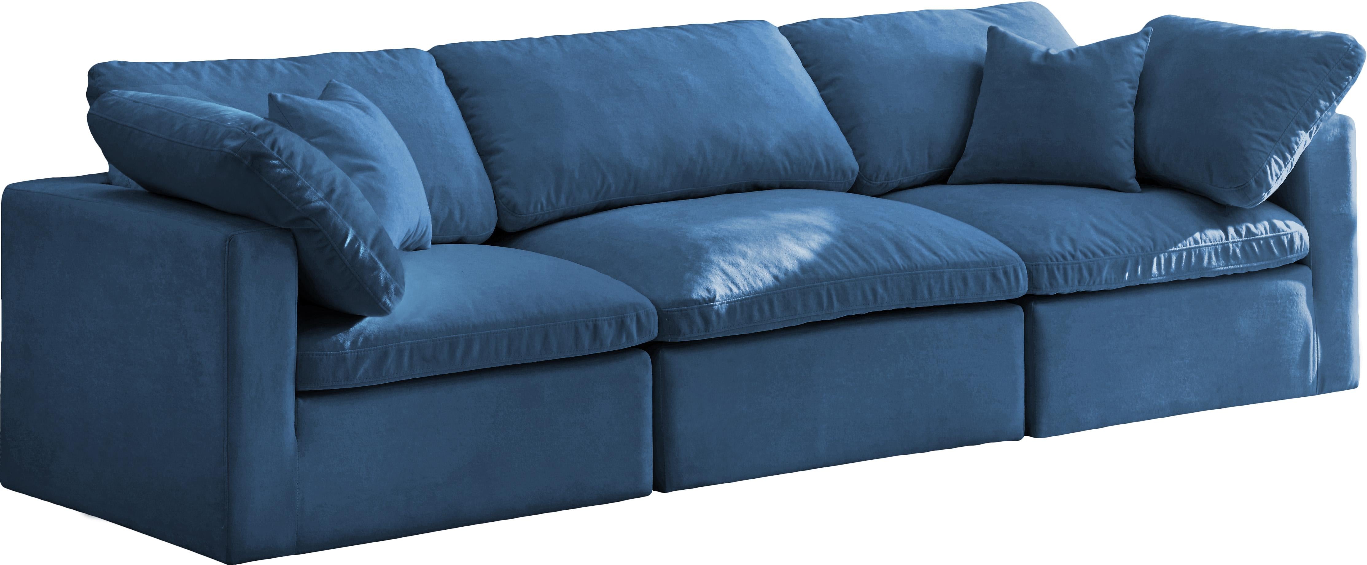 Plush Navy Velvet Standard Cloud Modular Sofa - Luxury Home Furniture (MI)