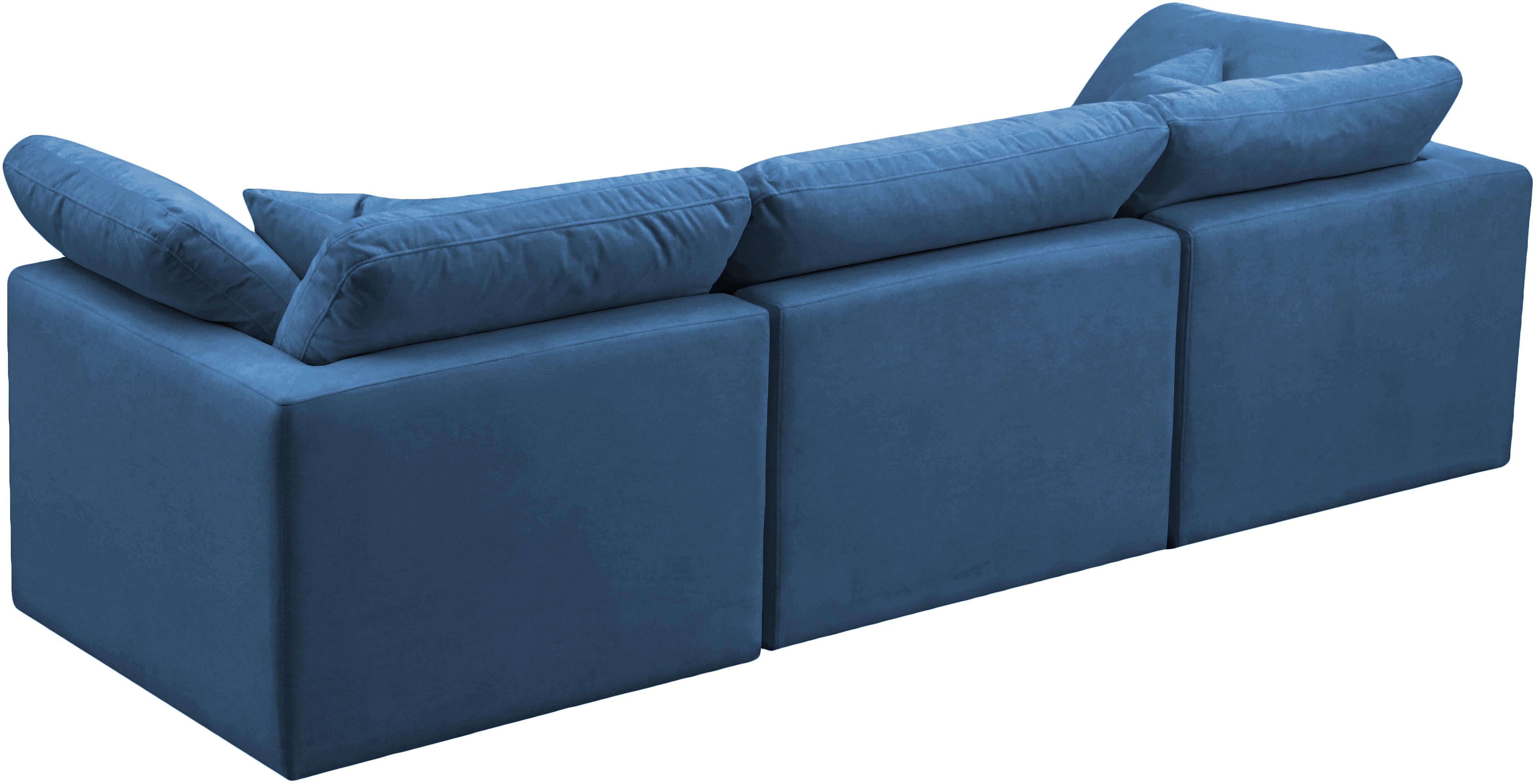 Plush Navy Velvet Standard Cloud Modular Sofa - Luxury Home Furniture (MI)