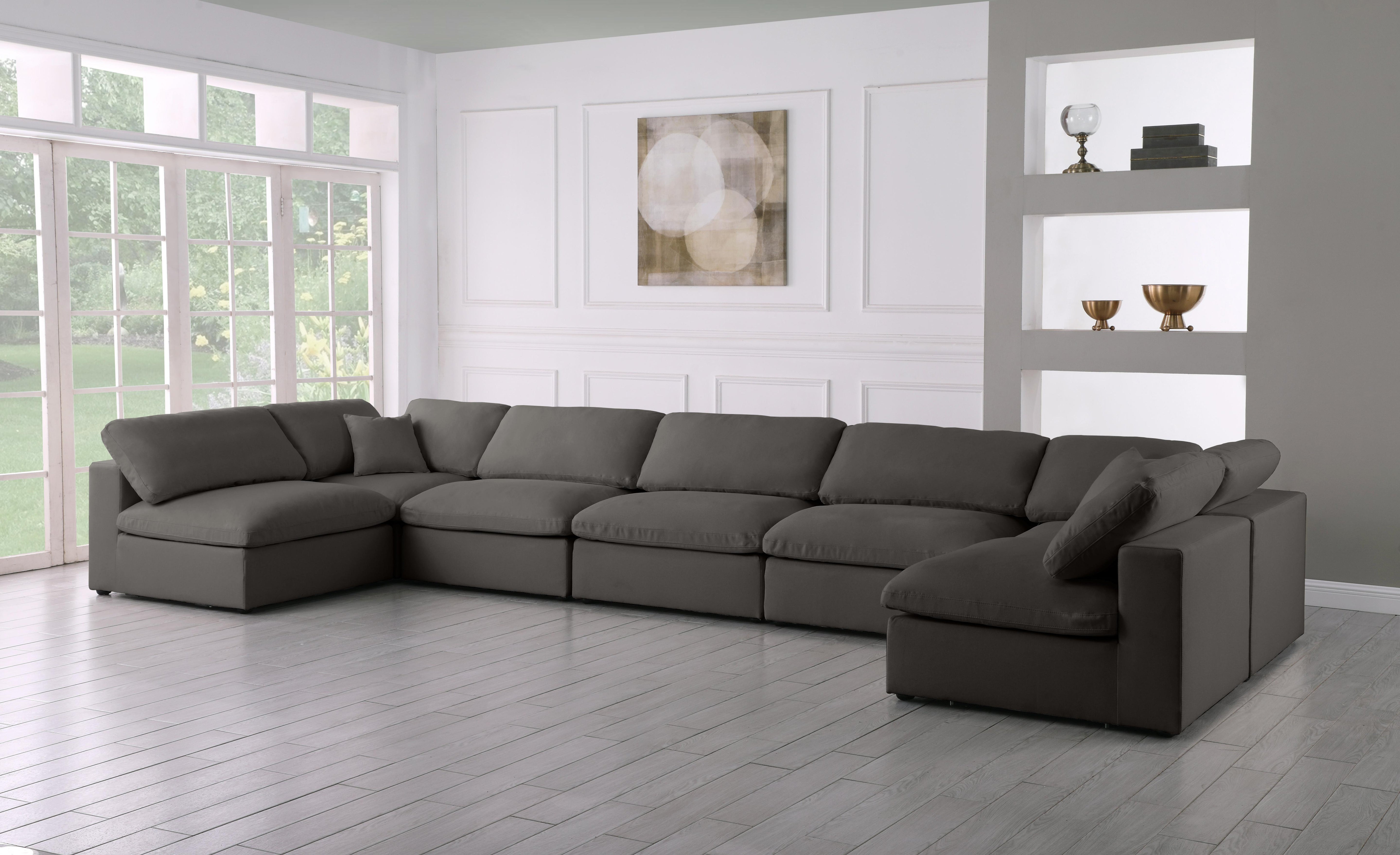 Plush Grey Velvet Standard Cloud Modular Sectional - Luxury Home Furniture (MI)