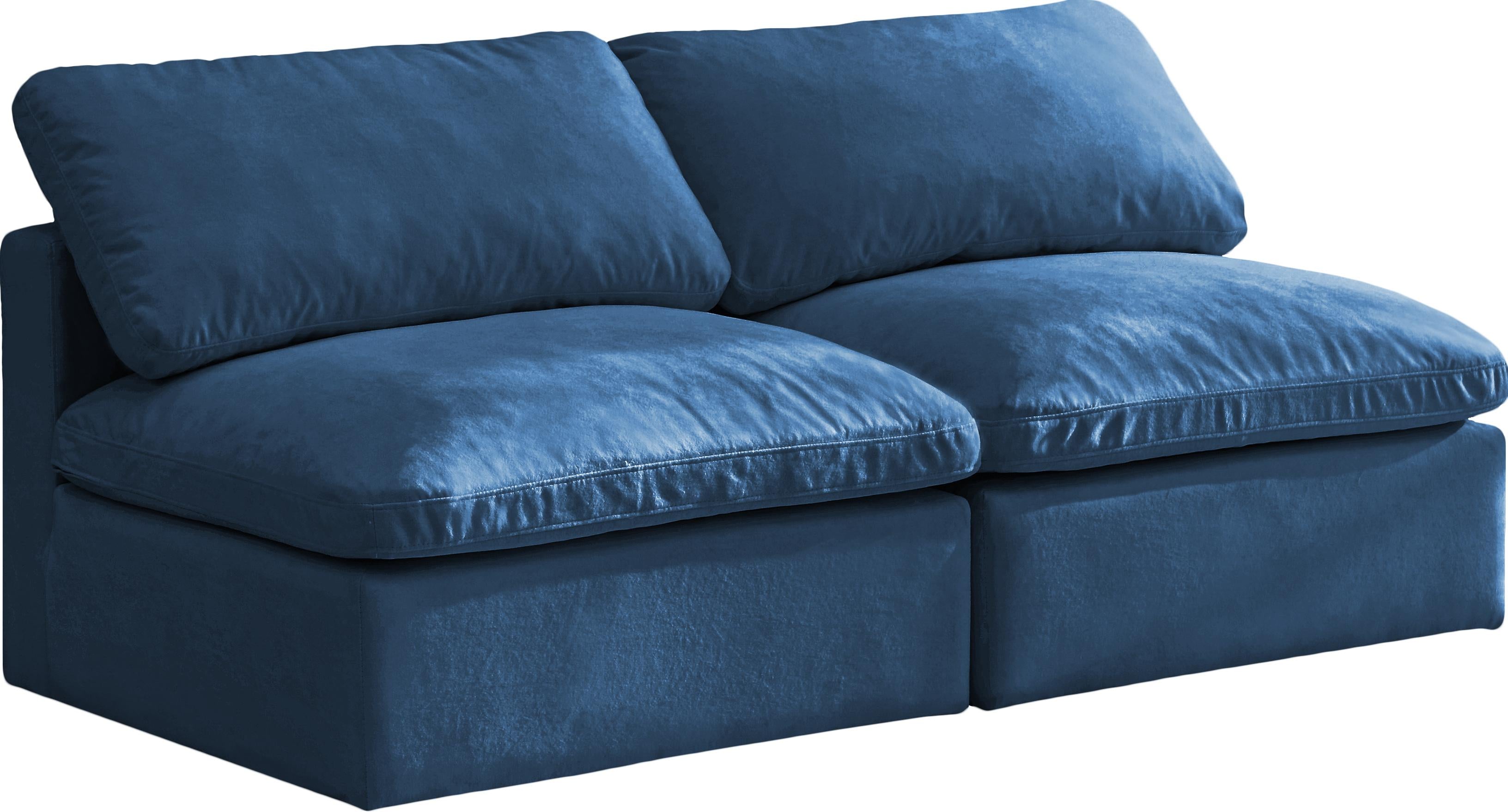 Plush Navy Velvet Standard Cloud Modular Sofa - Luxury Home Furniture (MI)