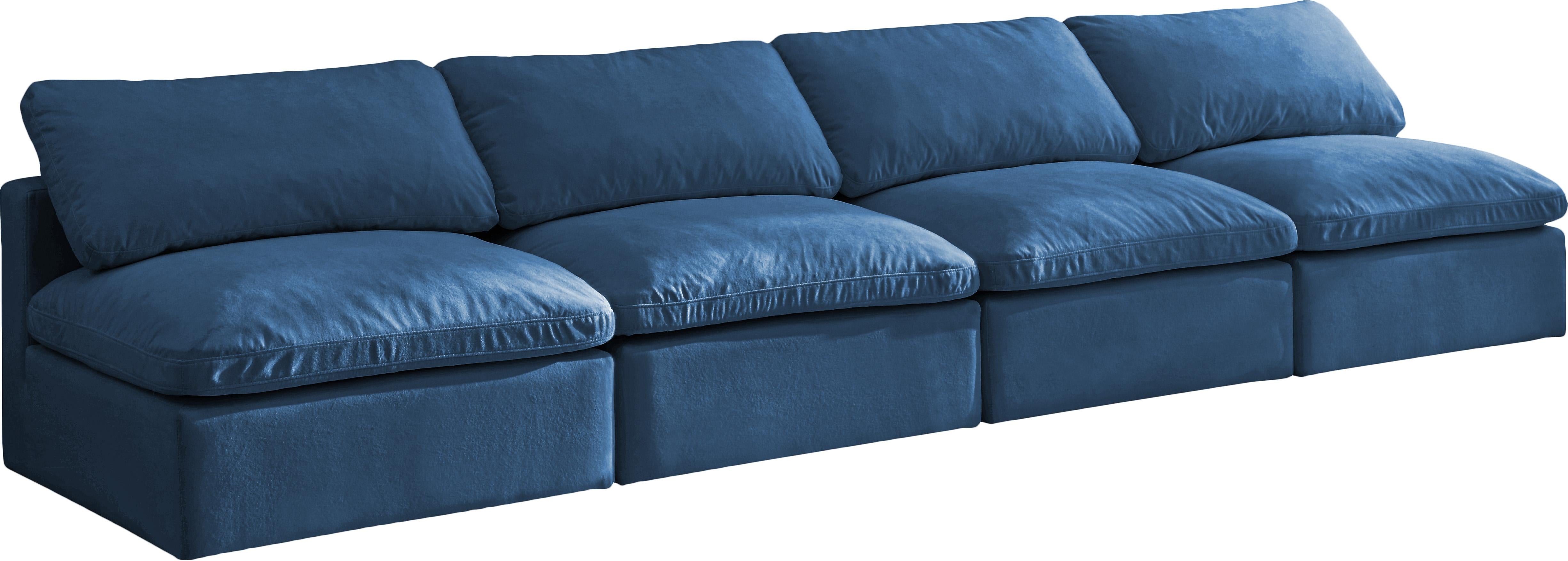 Plush Navy Velvet Standard Cloud Modular Sofa - Luxury Home Furniture (MI)