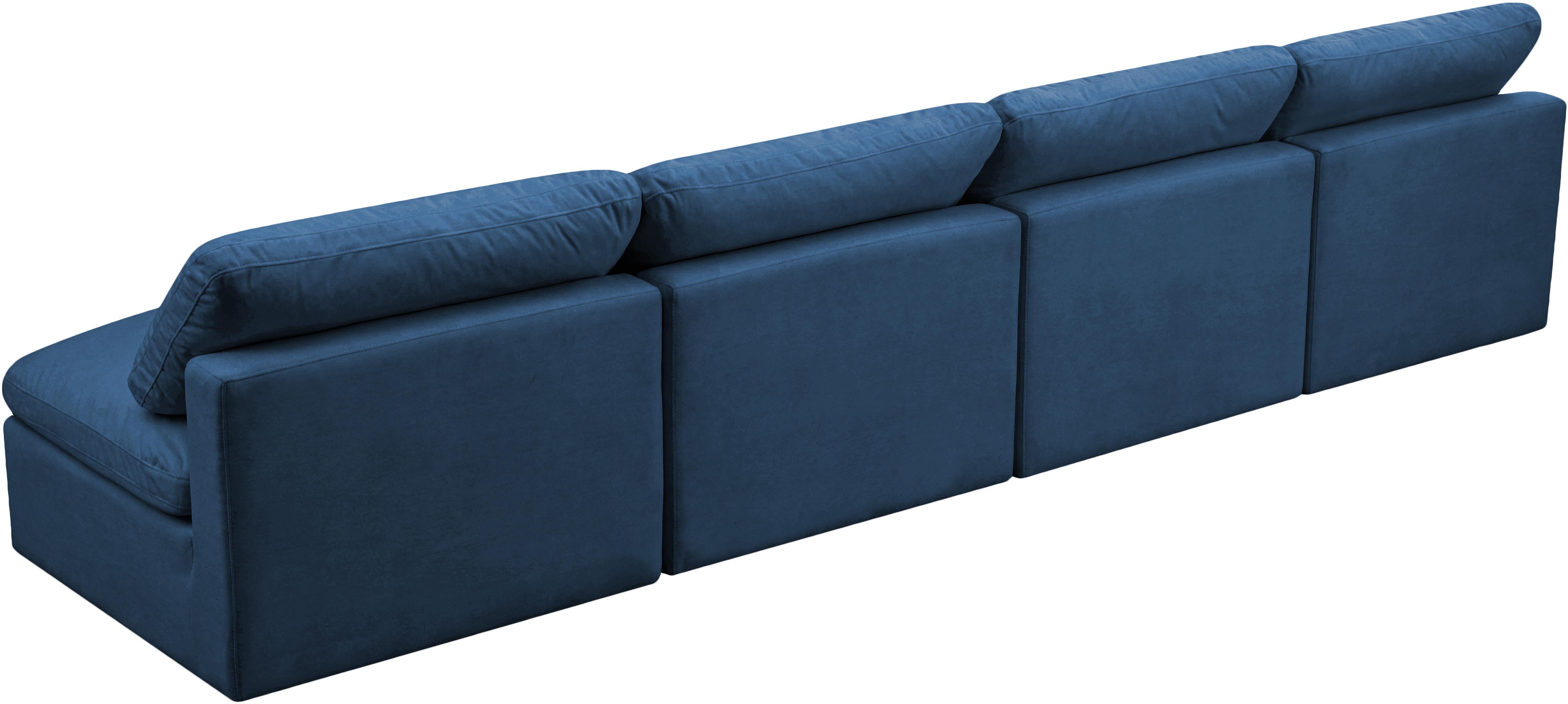 Plush Navy Velvet Standard Cloud Modular Sofa - Luxury Home Furniture (MI)