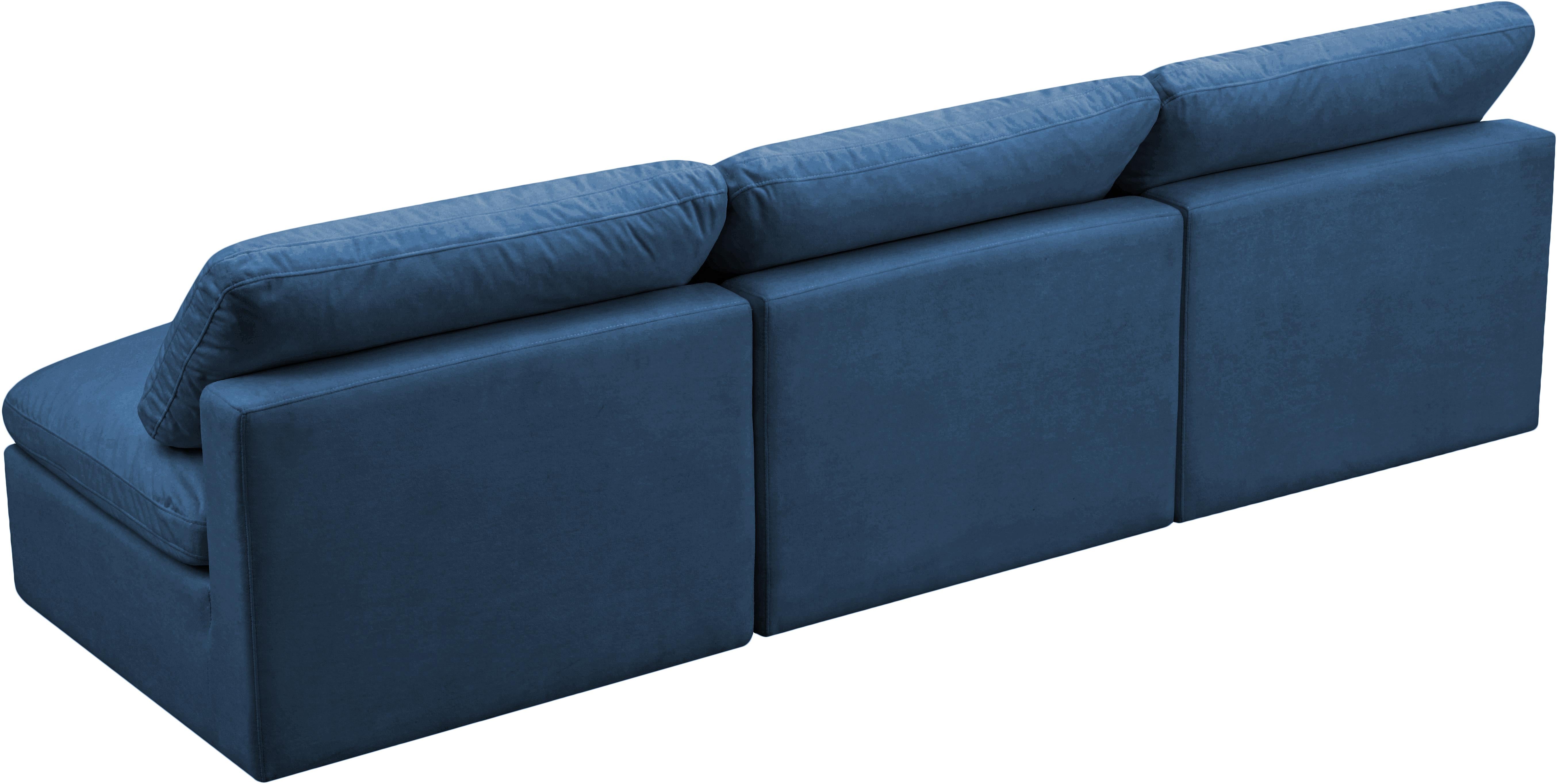 Plush Navy Velvet Standard Cloud Modular Sofa - Luxury Home Furniture (MI)