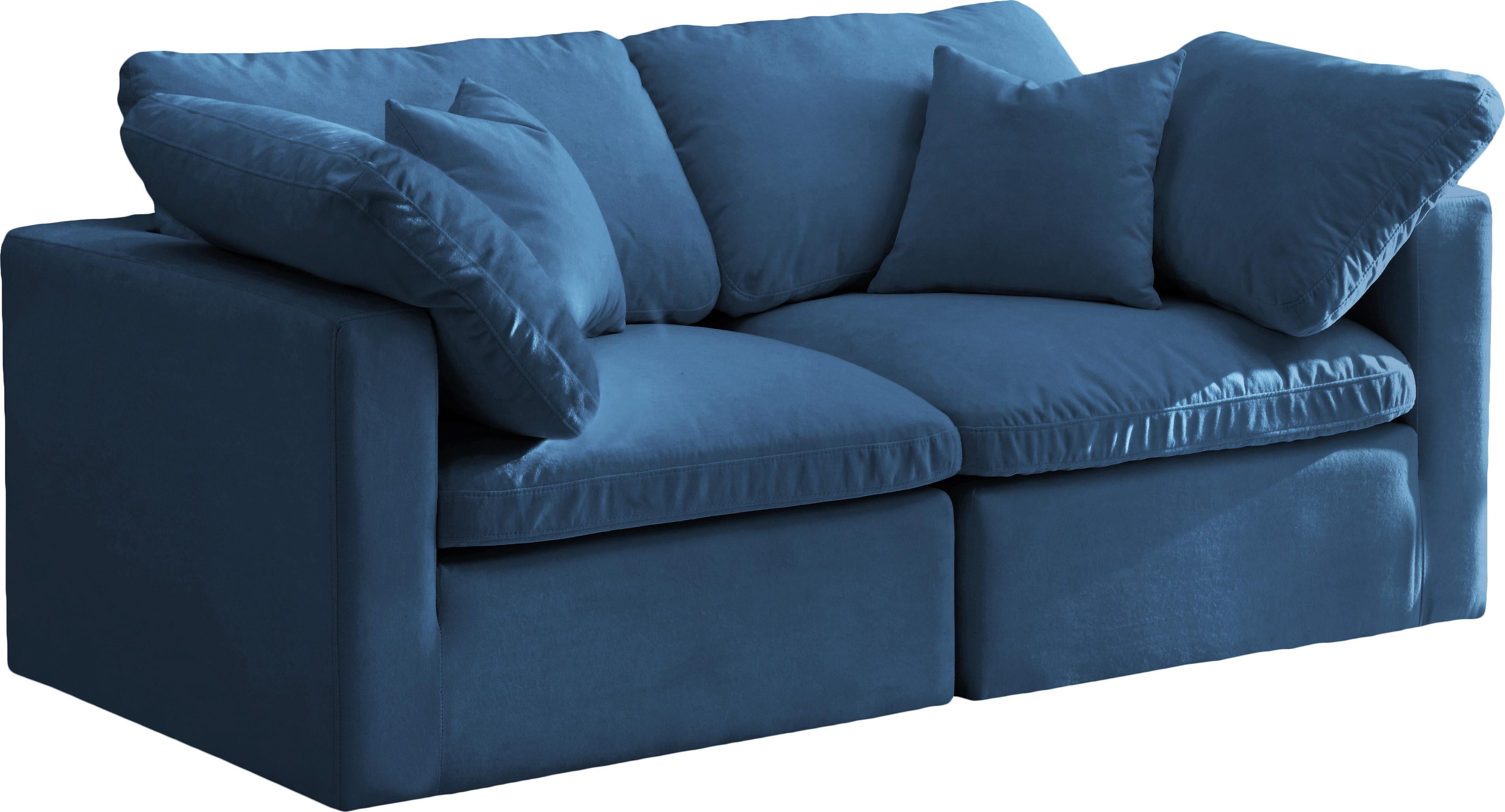 Plush Navy Velvet Standard Cloud Modular Sofa - Luxury Home Furniture (MI)