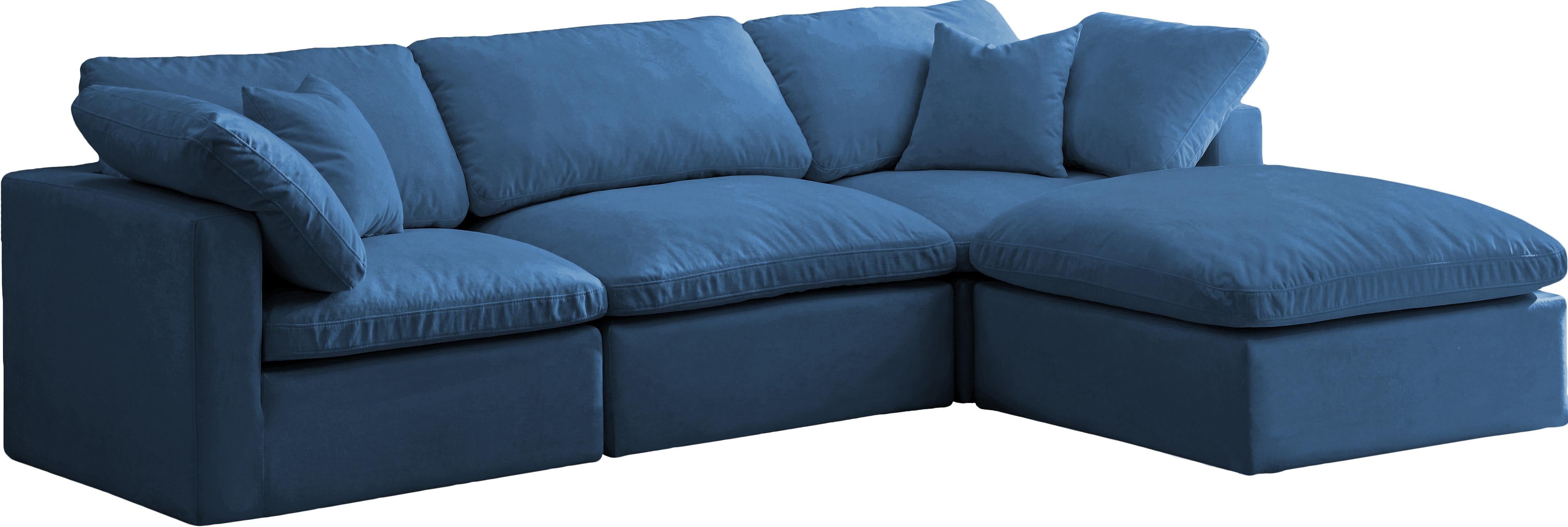 Plush Navy Velvet Standard Cloud Modular Sectional - Luxury Home Furniture (MI)