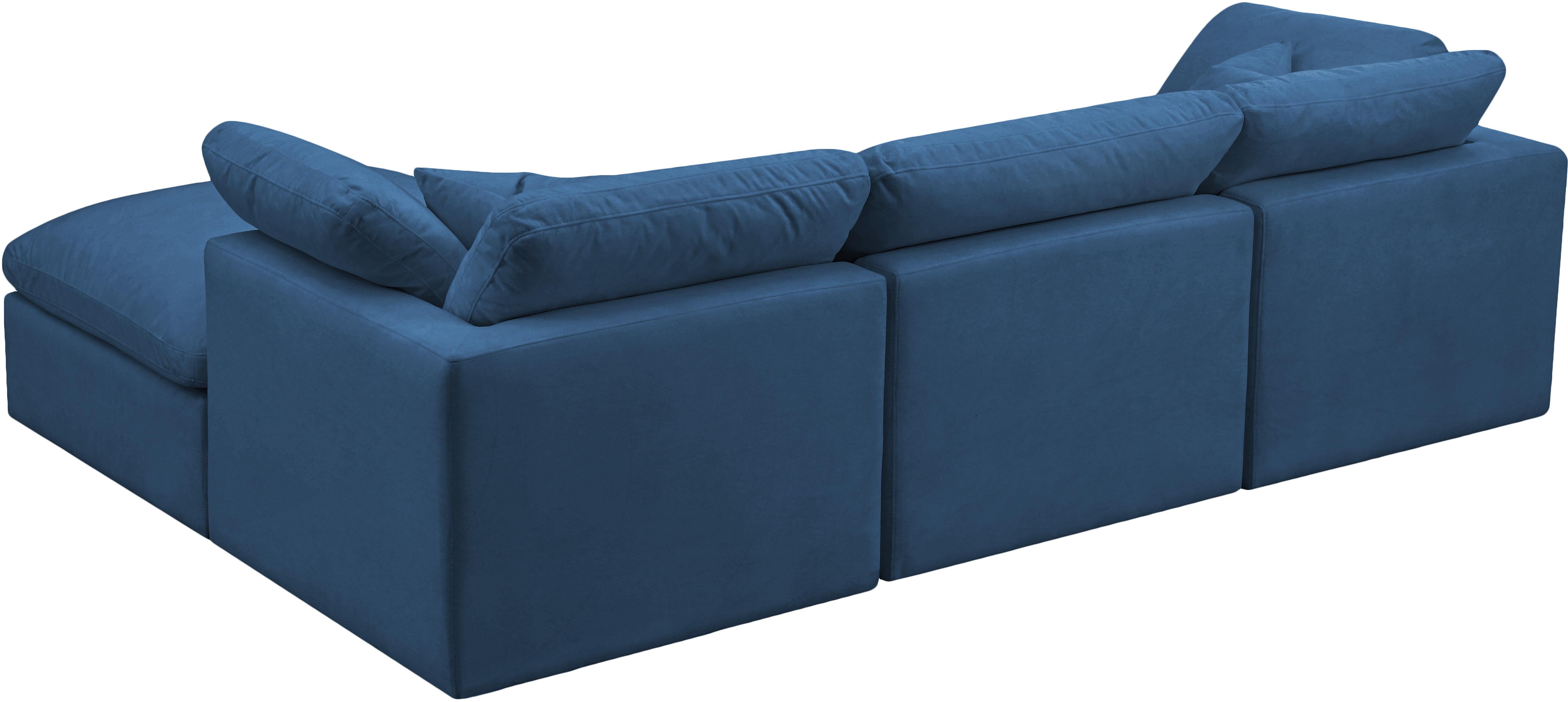 Plush Navy Velvet Standard Cloud Modular Sectional - Luxury Home Furniture (MI)