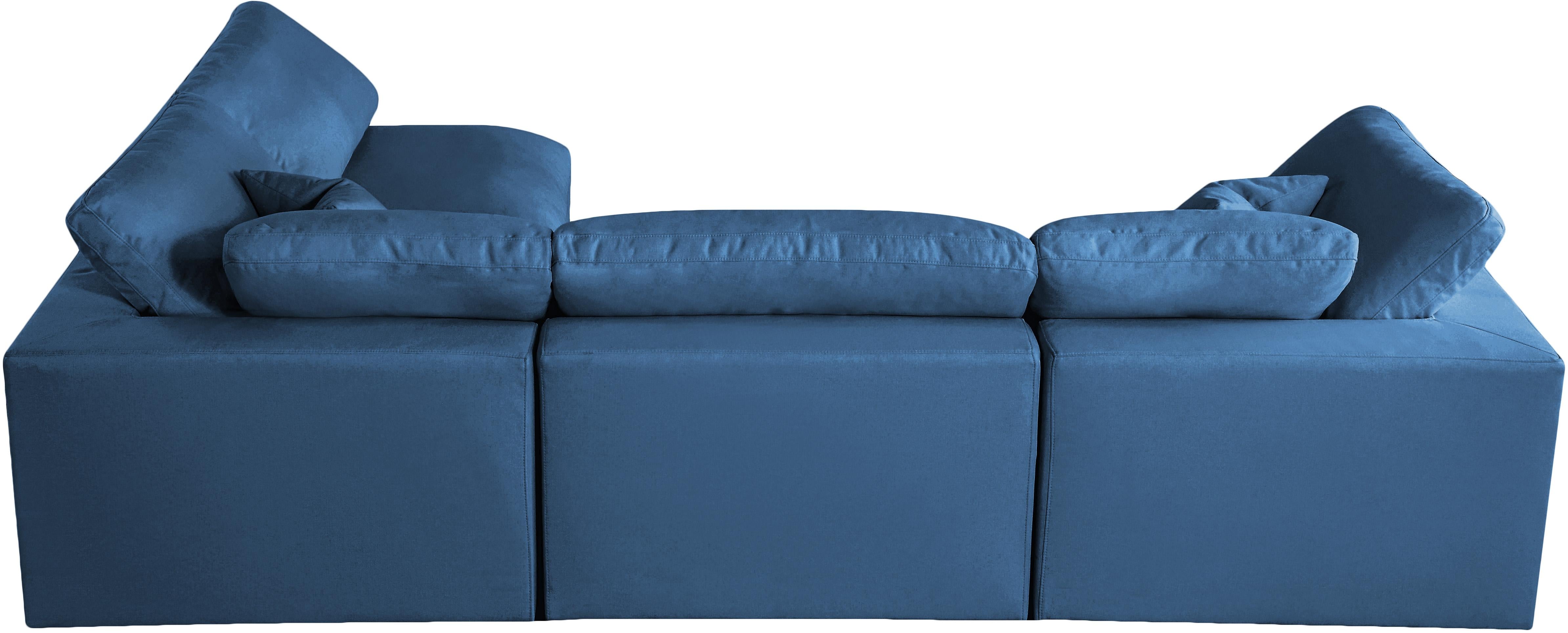 Plush Navy Velvet Standard Cloud Modular Sectional - Luxury Home Furniture (MI)