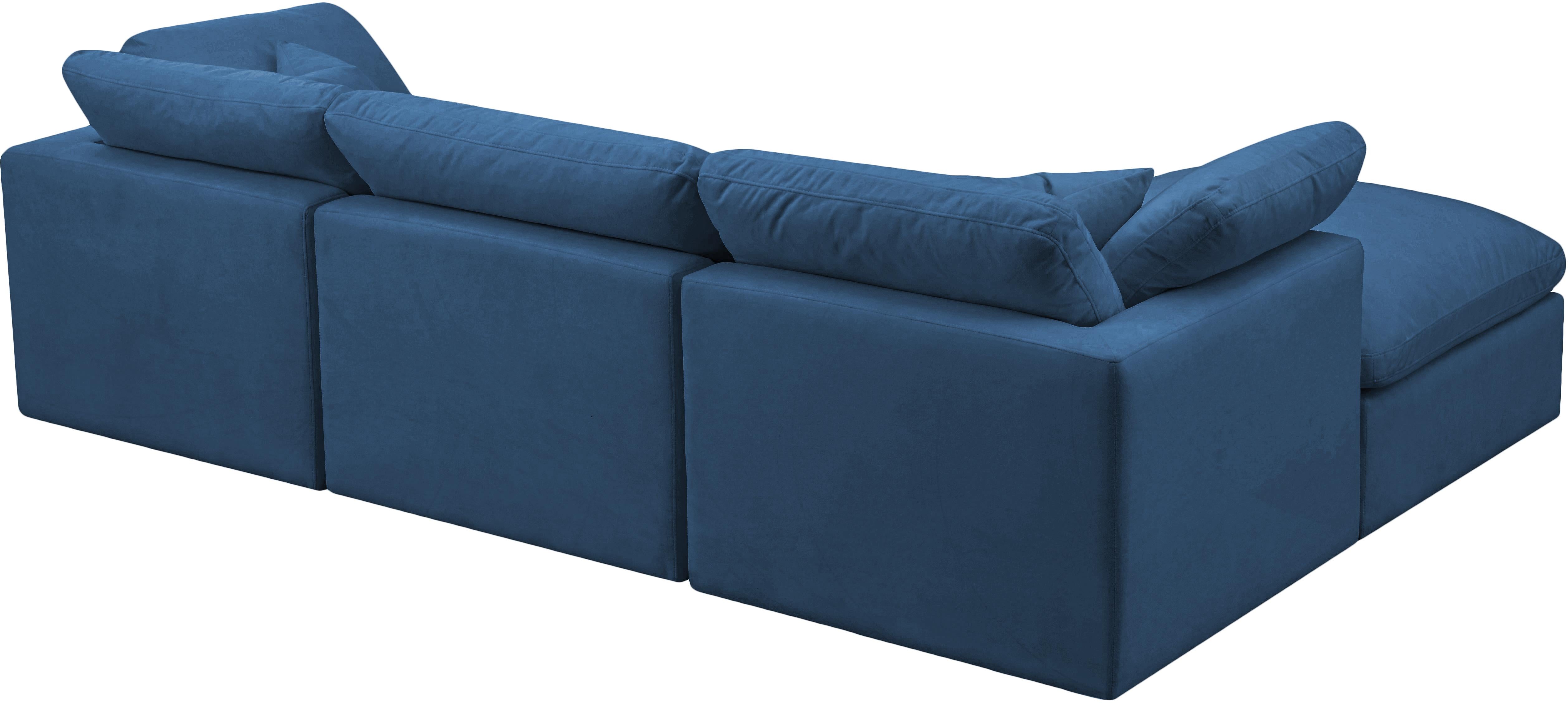 Plush Navy Velvet Standard Cloud Modular Sectional - Luxury Home Furniture (MI)
