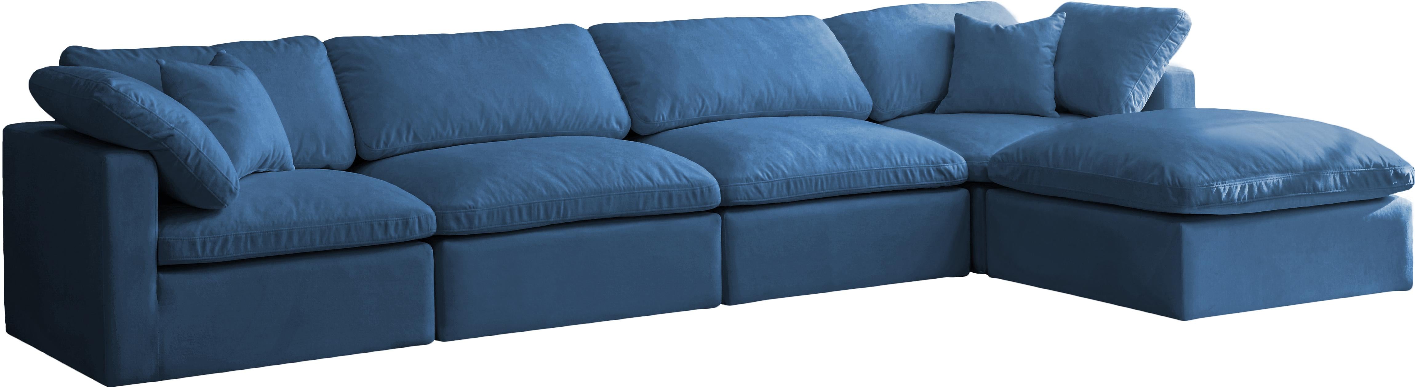 Plush Navy Velvet Standard Cloud Modular Sectional - Luxury Home Furniture (MI)