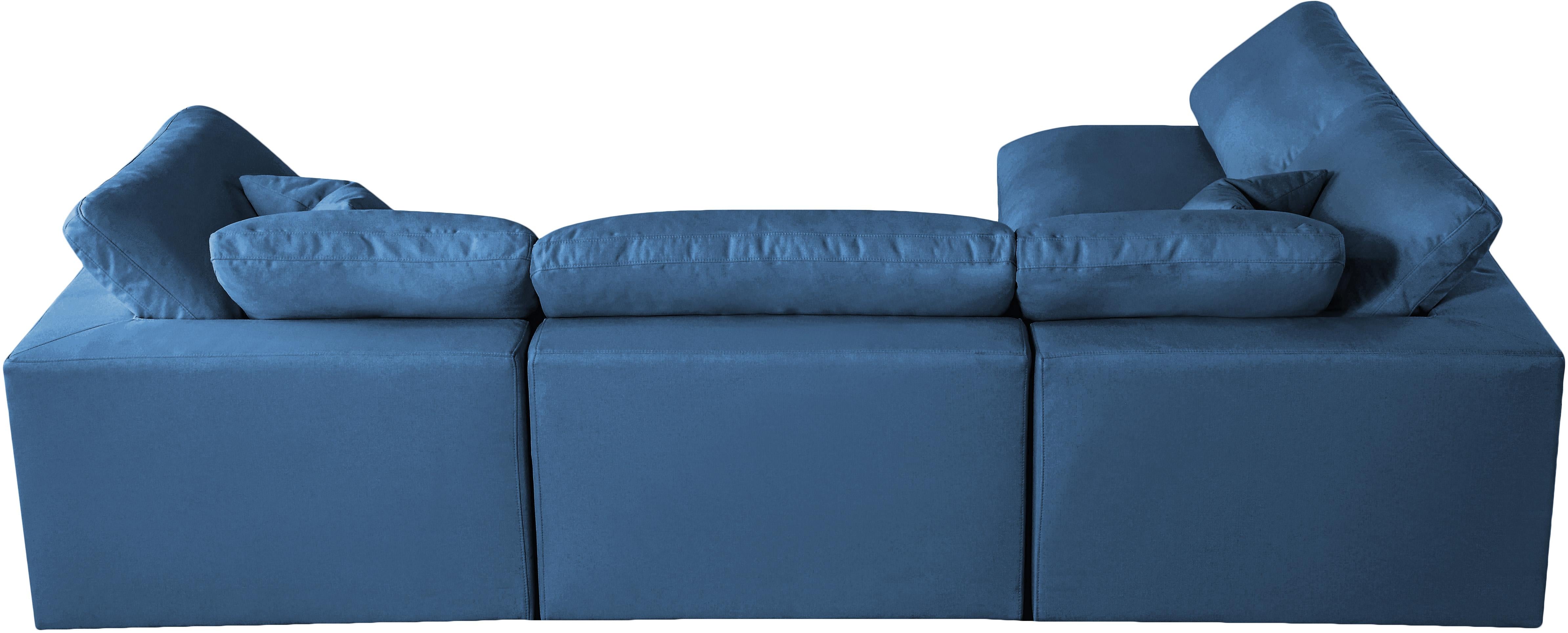 Plush Navy Velvet Standard Cloud Modular Sectional - Luxury Home Furniture (MI)