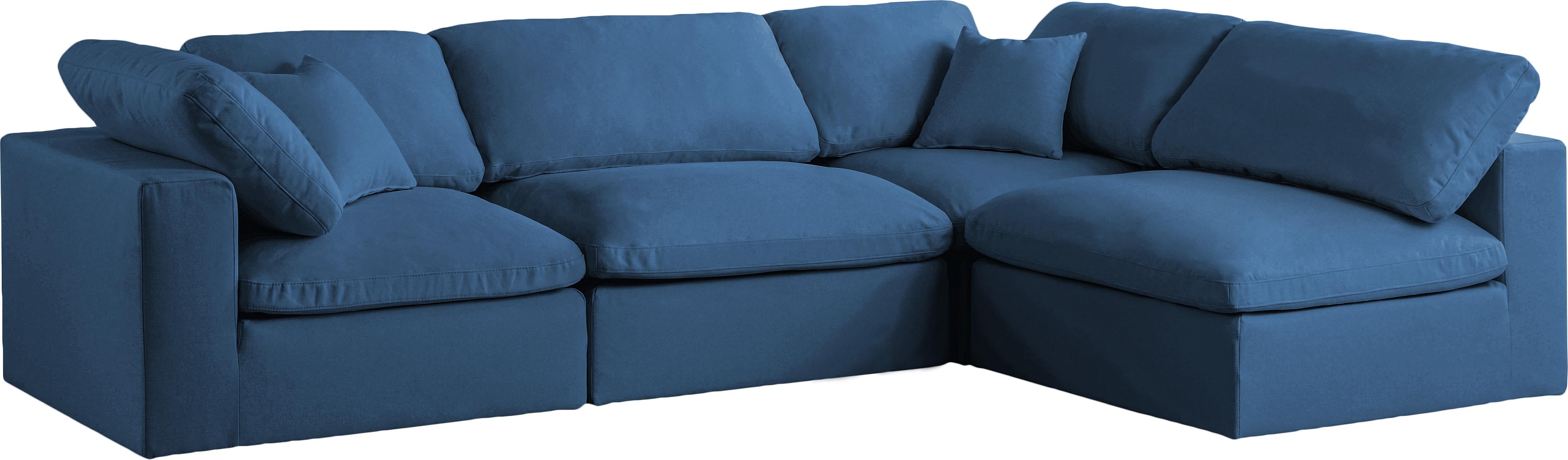 Plush Navy Velvet Standard Cloud Modular Sectional - Luxury Home Furniture (MI)