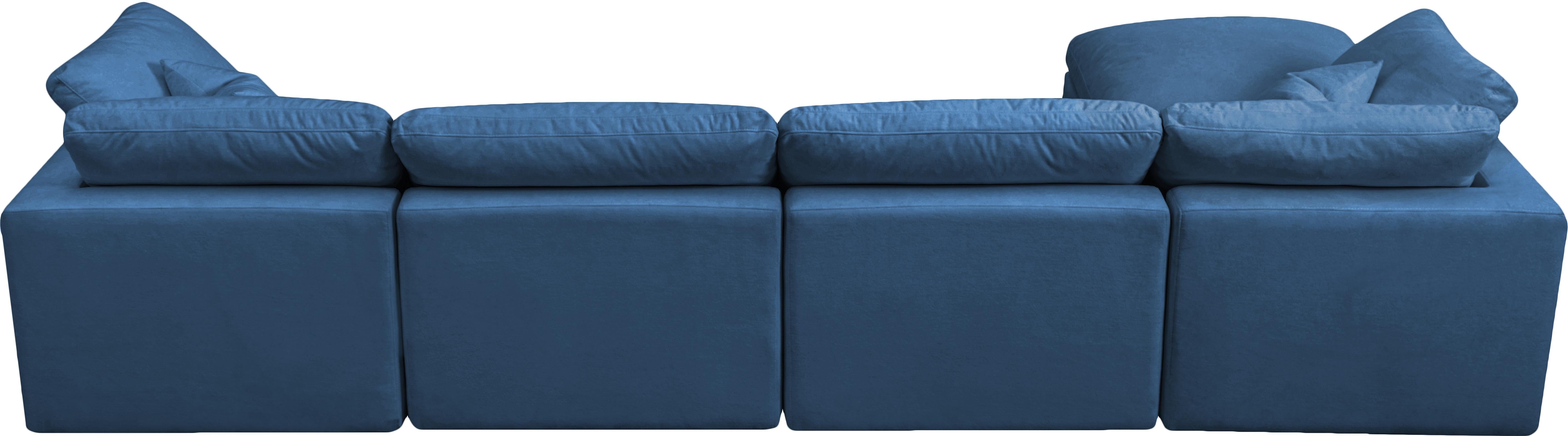 Plush Navy Velvet Standard Cloud Modular Sectional - Luxury Home Furniture (MI)