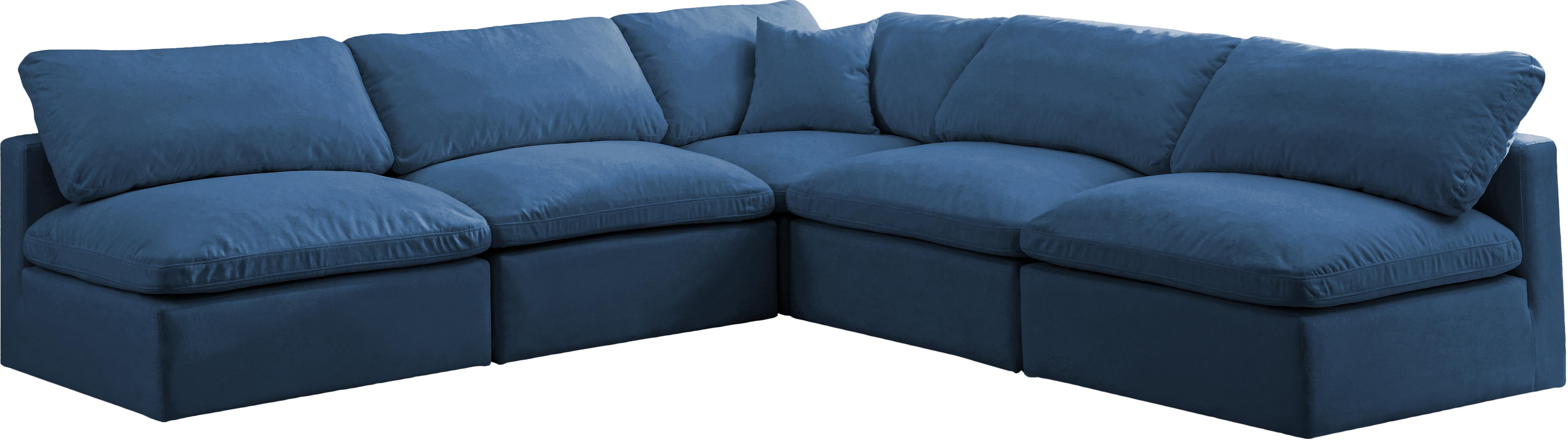 Plush Navy Velvet Standard Cloud Modular Sectional - Luxury Home Furniture (MI)