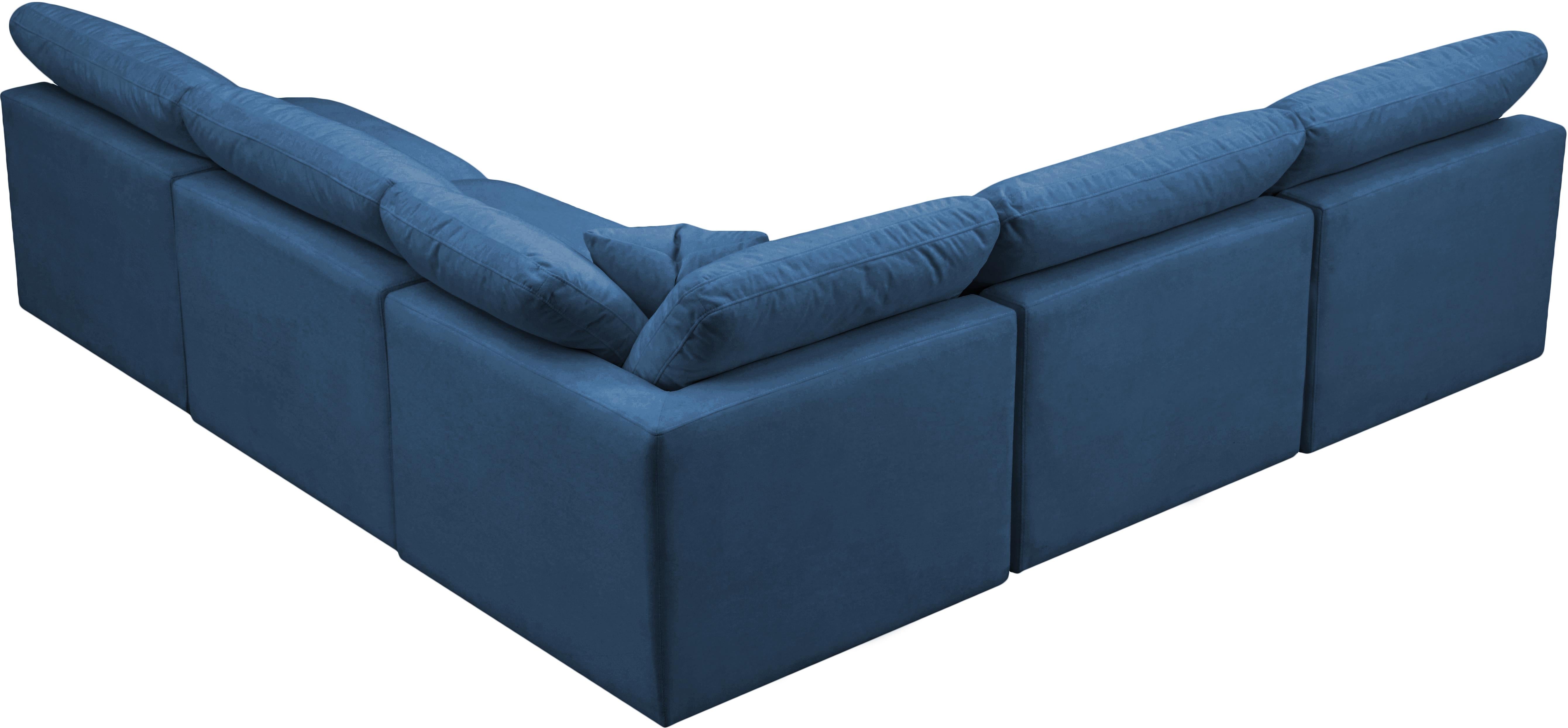 Plush Navy Velvet Standard Cloud Modular Sectional - Luxury Home Furniture (MI)