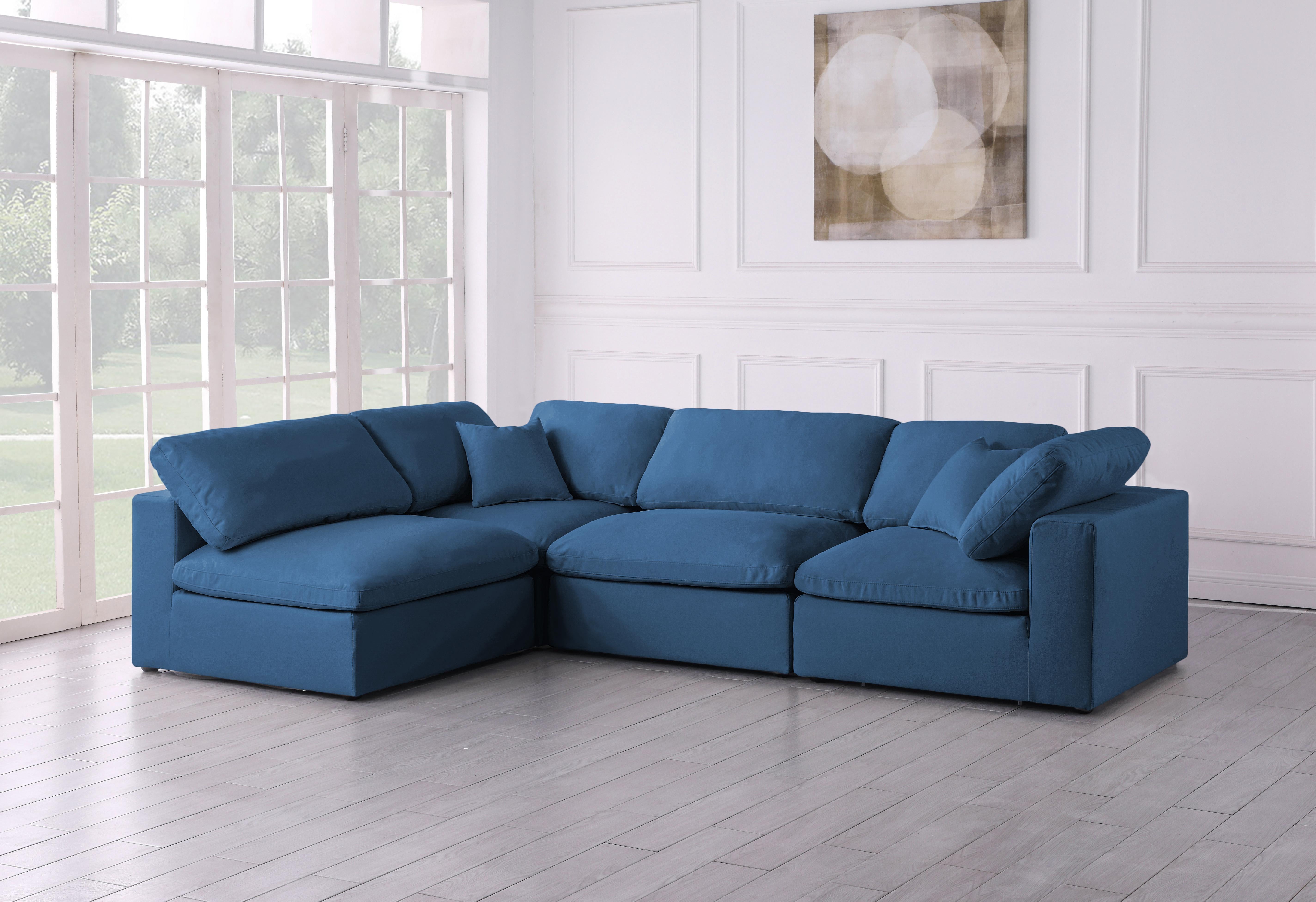 Plush Navy Velvet Standard Cloud Modular Sectional - Luxury Home Furniture (MI)