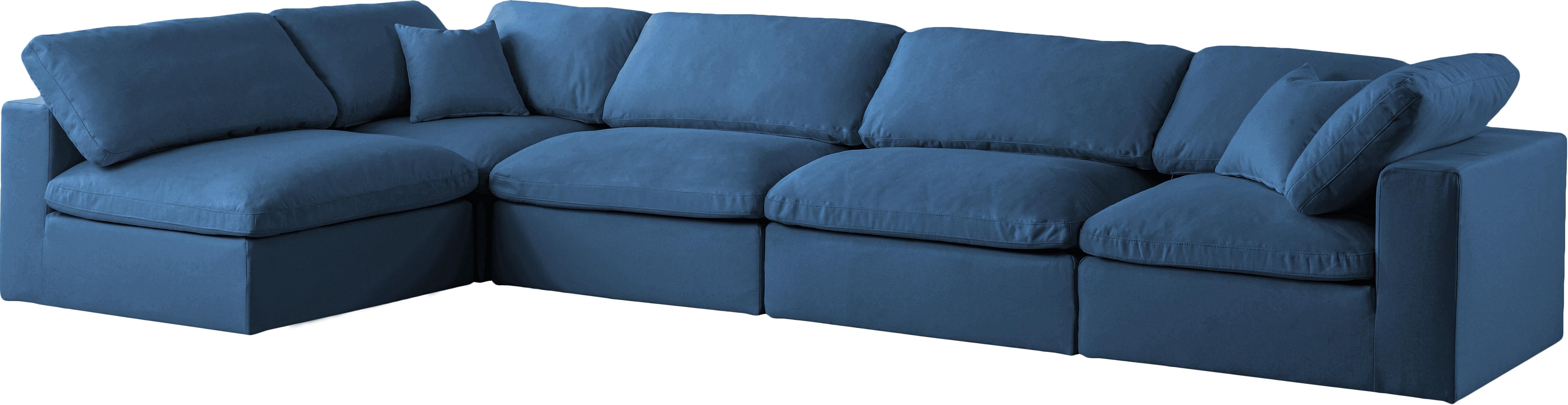 Plush Navy Velvet Standard Cloud Modular Sectional - Luxury Home Furniture (MI)