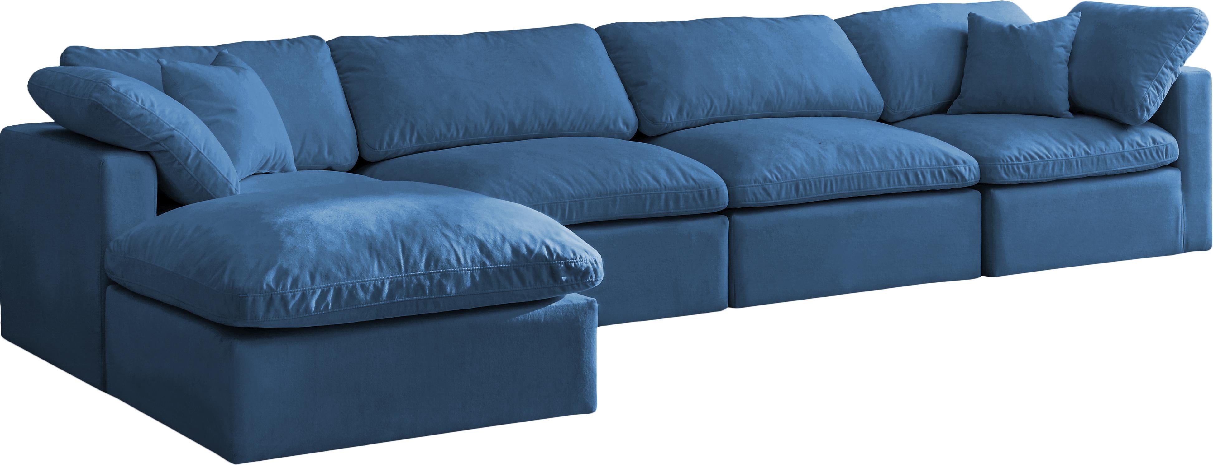 Plush Navy Velvet Standard Cloud Modular Sectional - Luxury Home Furniture (MI)