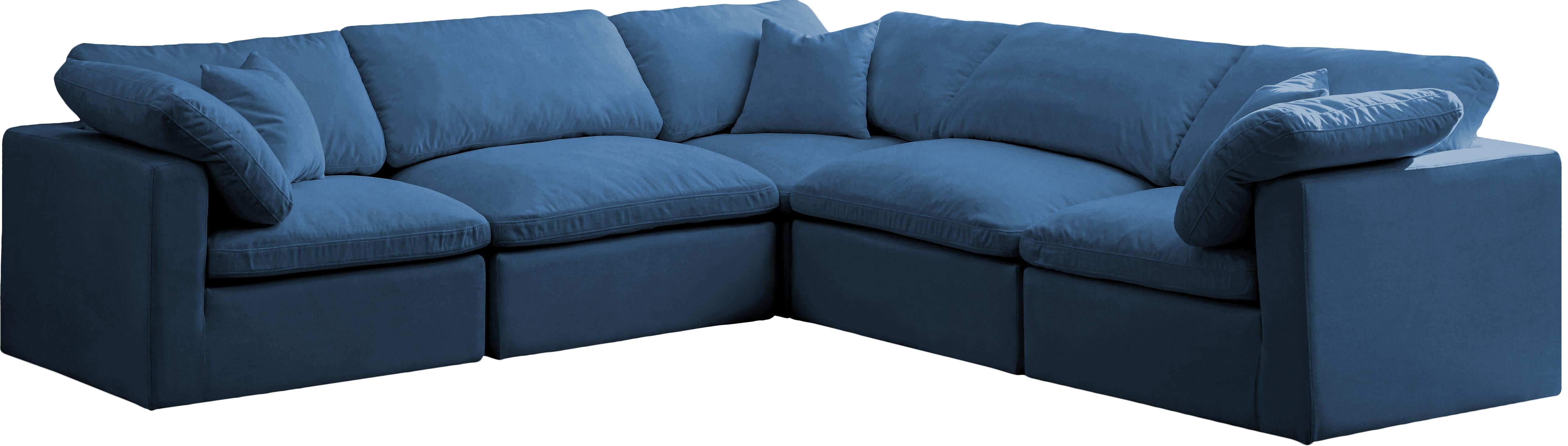 Plush Navy Velvet Standard Cloud Modular Sectional - Luxury Home Furniture (MI)