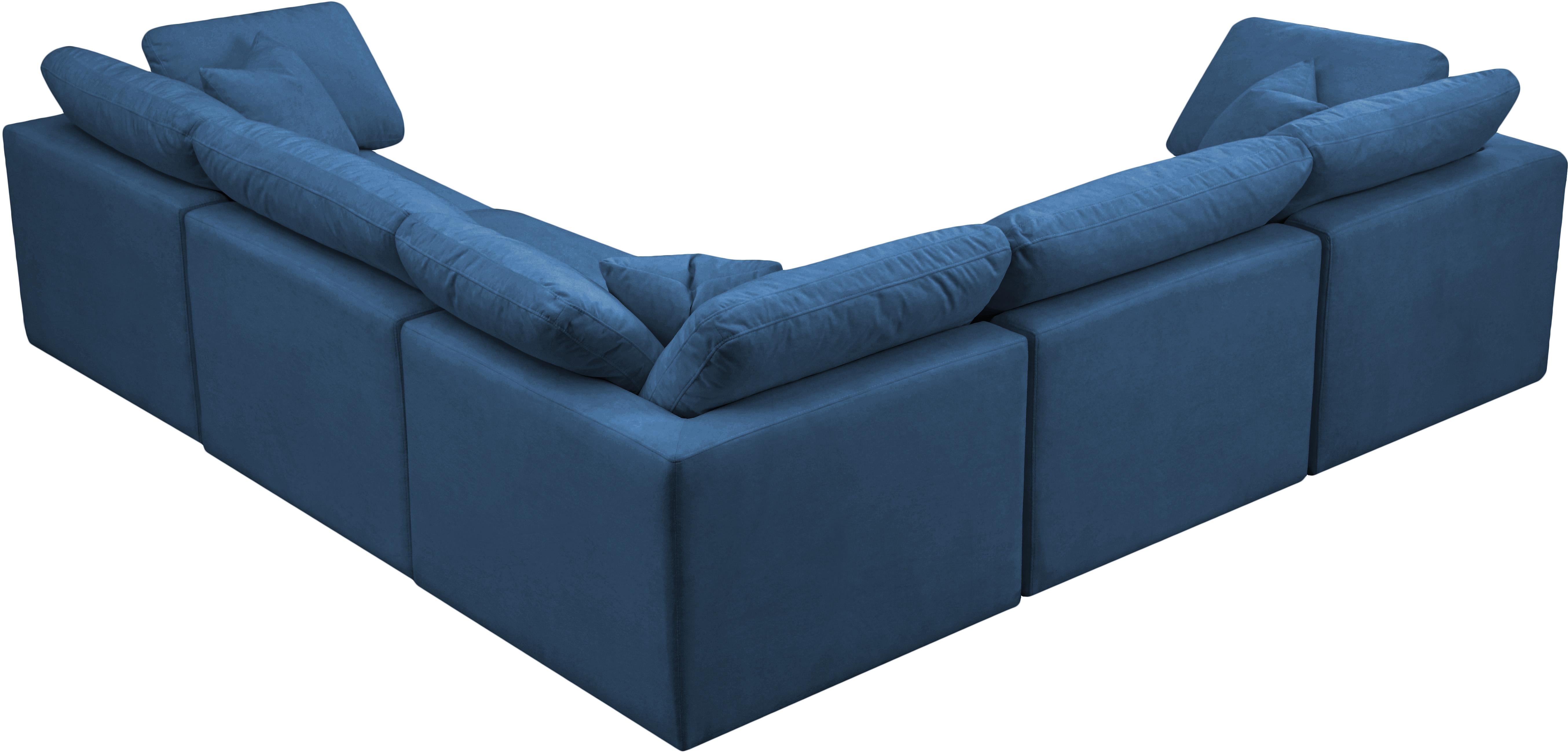 Plush Navy Velvet Standard Cloud Modular Sectional - Luxury Home Furniture (MI)