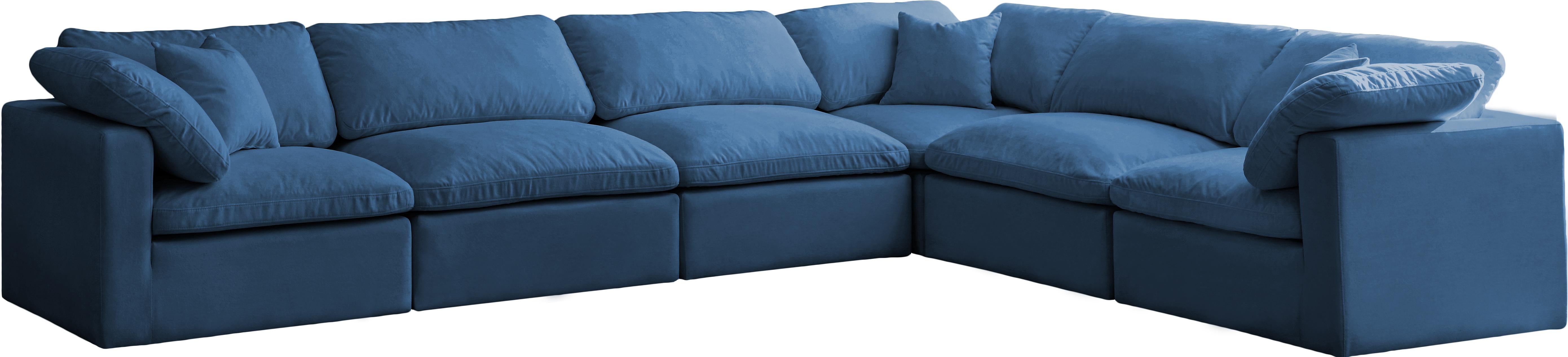 Plush Navy Velvet Standard Cloud Modular Sectional - Luxury Home Furniture (MI)