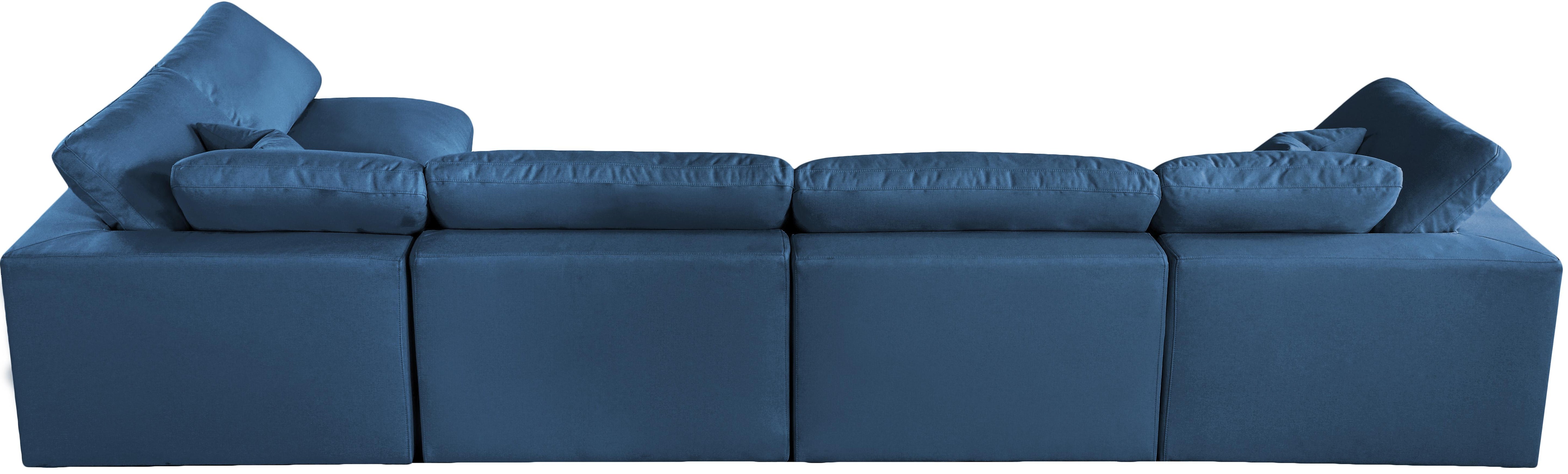 Plush Navy Velvet Standard Cloud Modular Sectional - Luxury Home Furniture (MI)