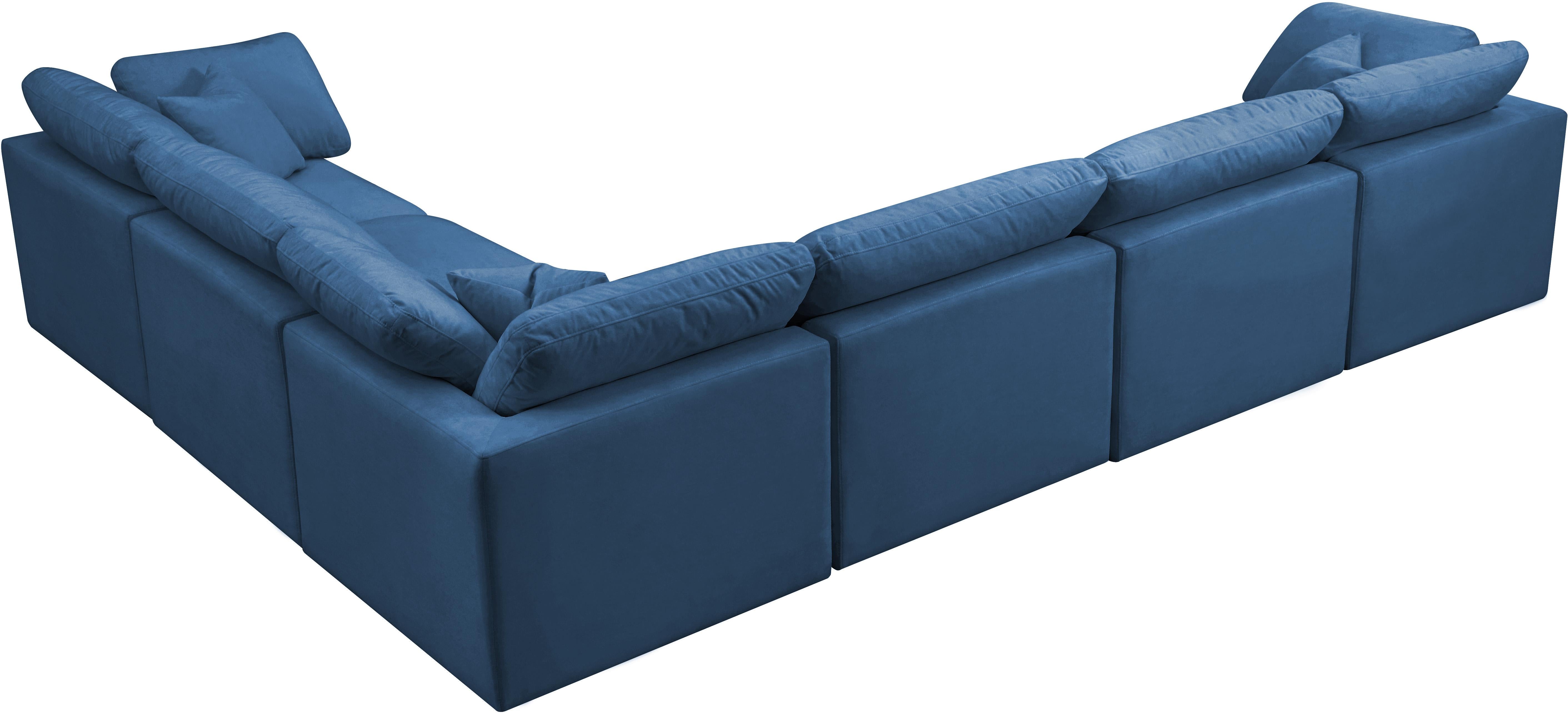 Plush Navy Velvet Standard Cloud Modular Sectional - Luxury Home Furniture (MI)