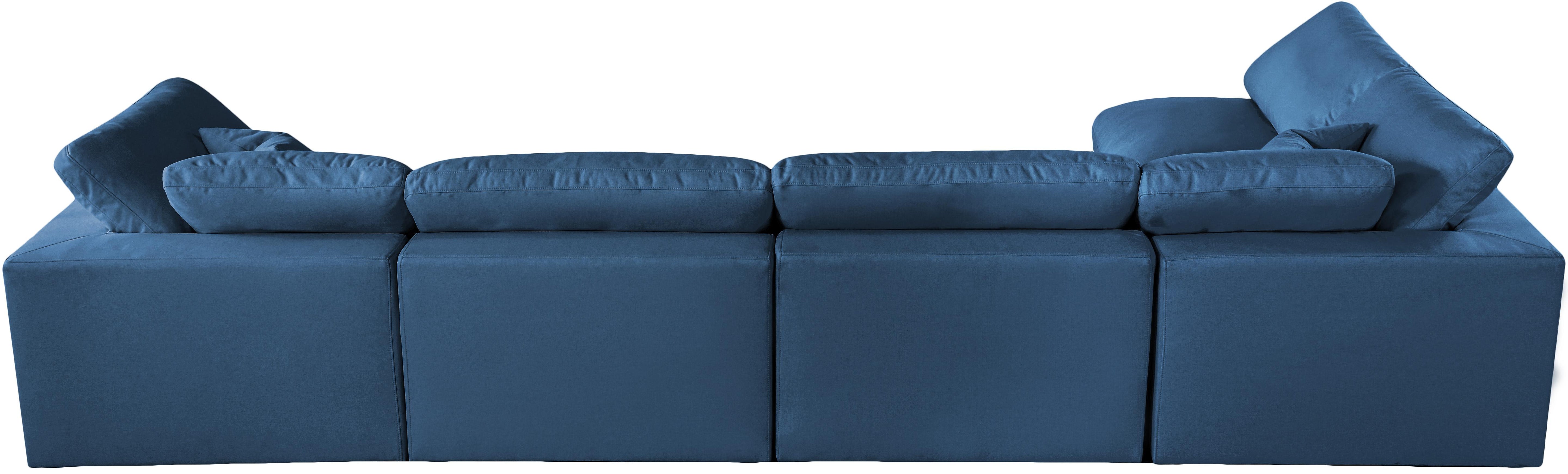 Plush Navy Velvet Standard Cloud Modular Sectional - Luxury Home Furniture (MI)