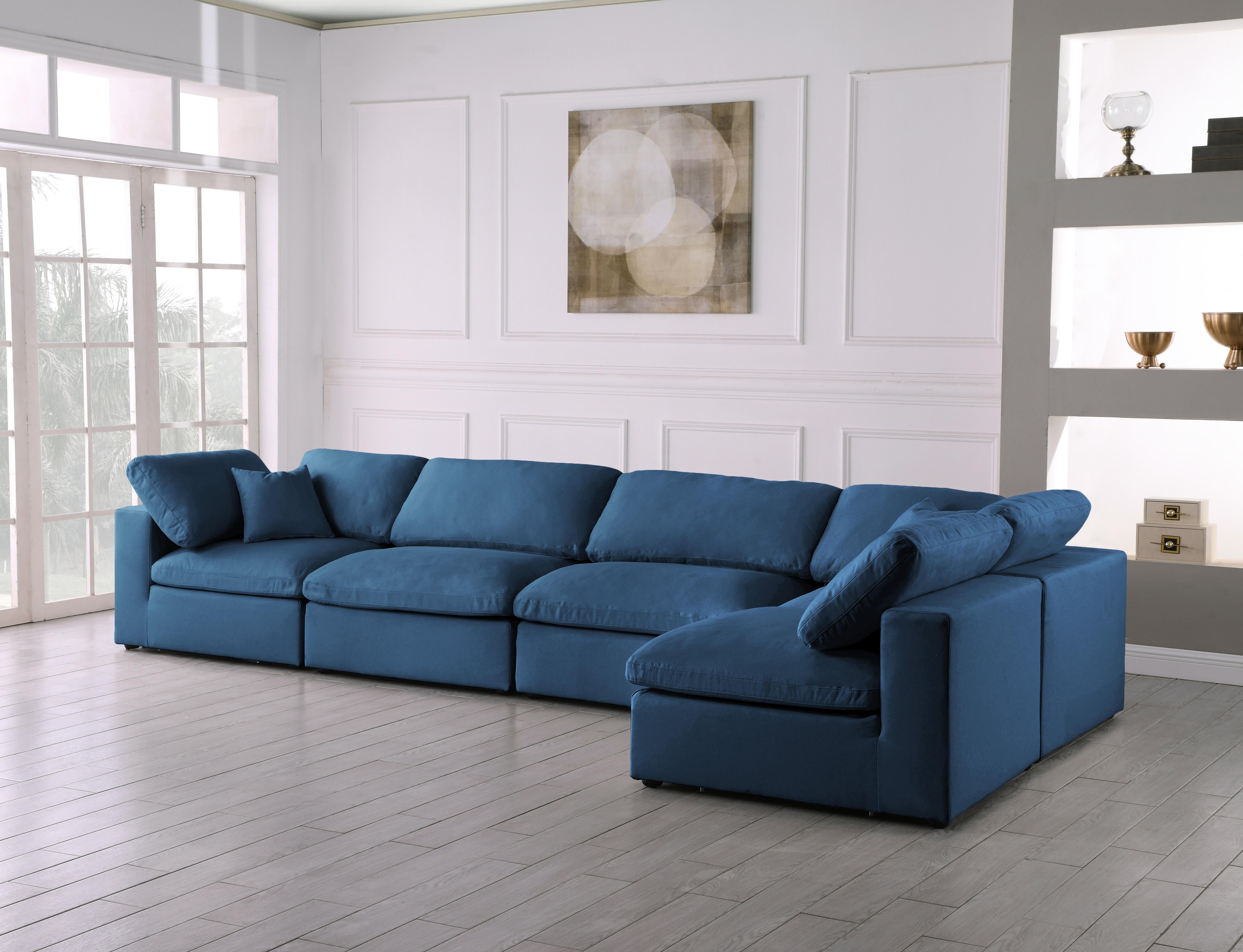 Plush Navy Velvet Standard Cloud Modular Sectional - Luxury Home Furniture (MI)