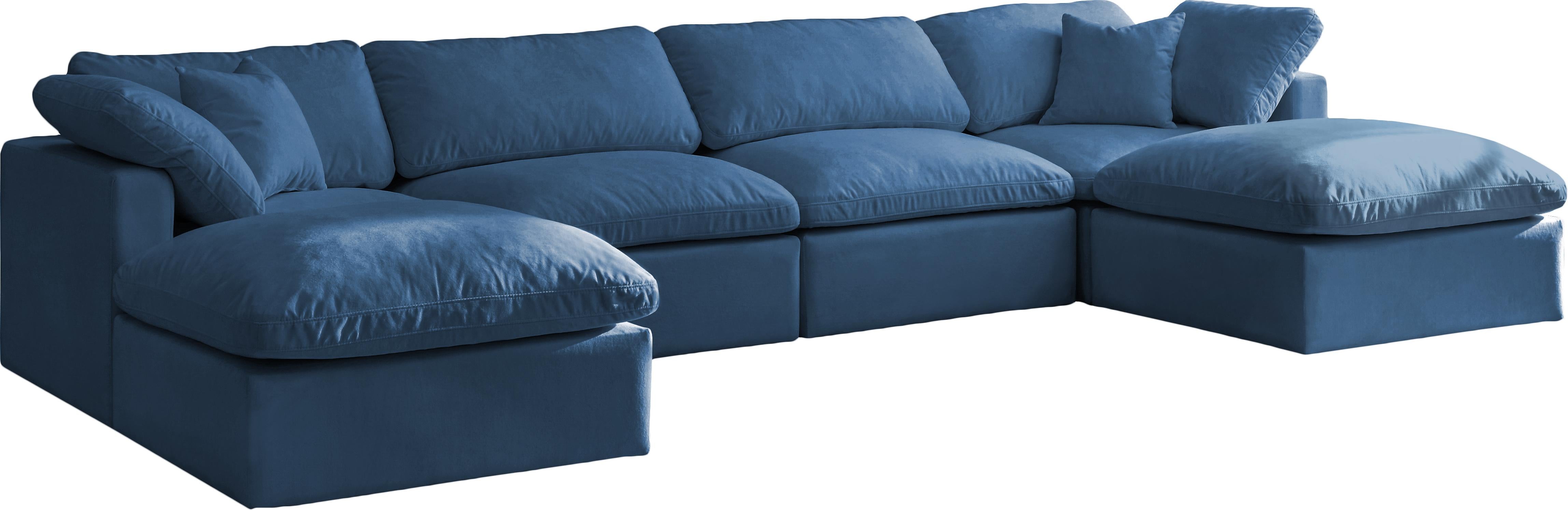 Plush Navy Velvet Standard Cloud Modular Sectional - Luxury Home Furniture (MI)