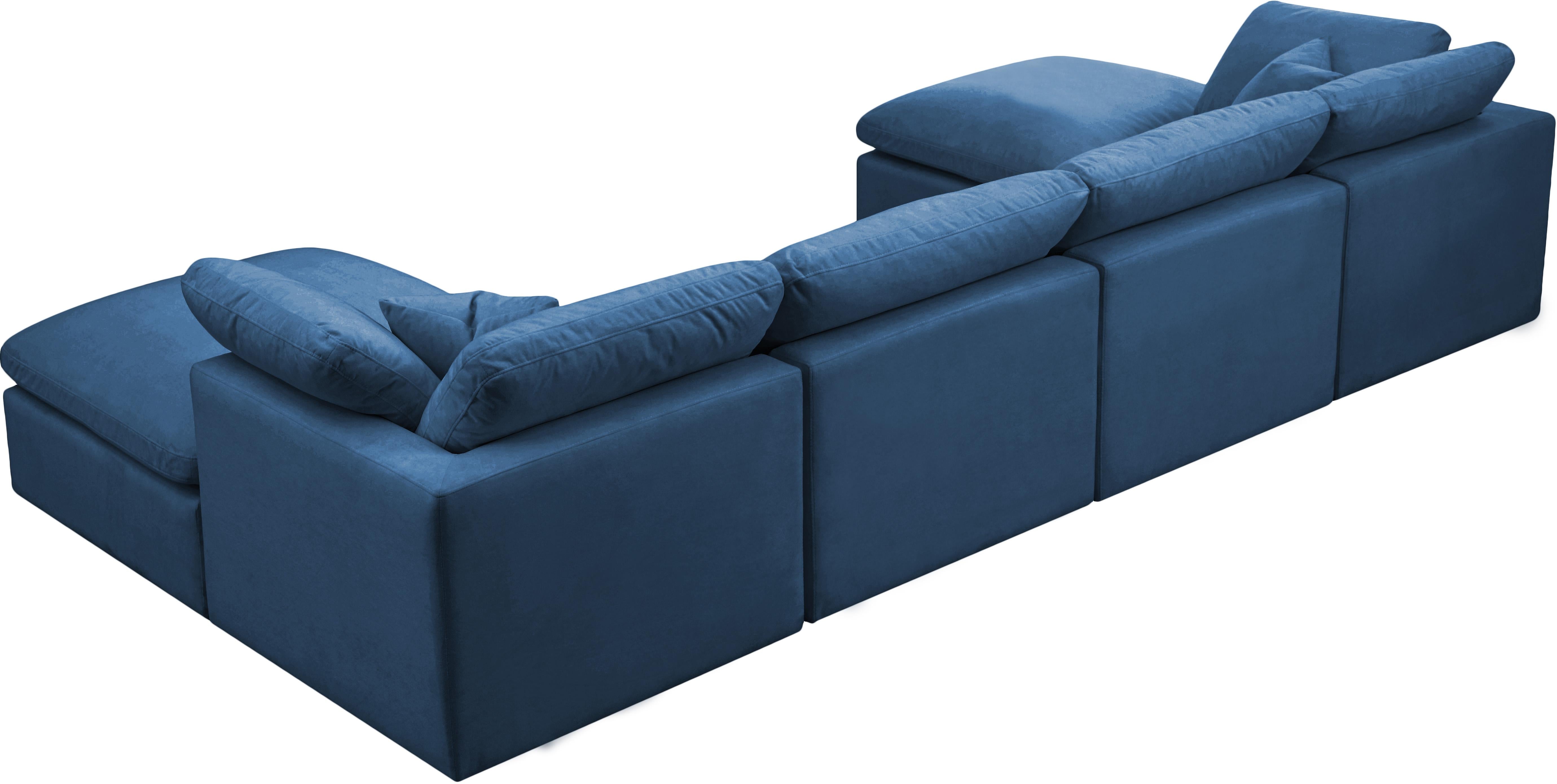 Plush Navy Velvet Standard Cloud Modular Sectional - Luxury Home Furniture (MI)