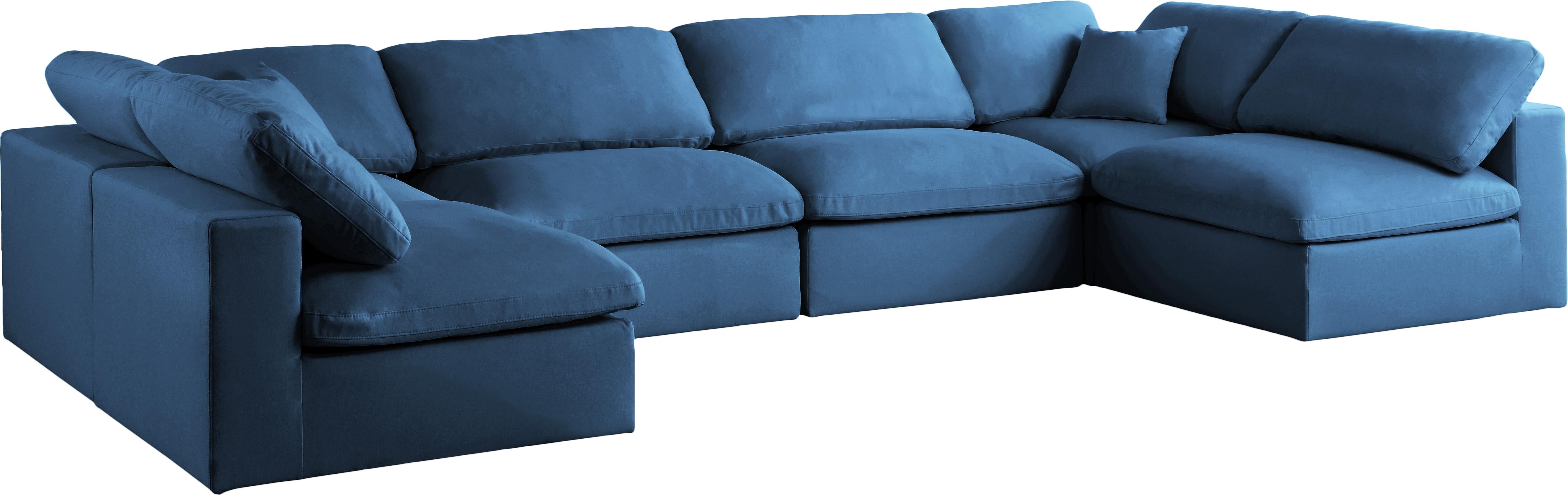 Plush Navy Velvet Standard Cloud Modular Sectional - Luxury Home Furniture (MI)