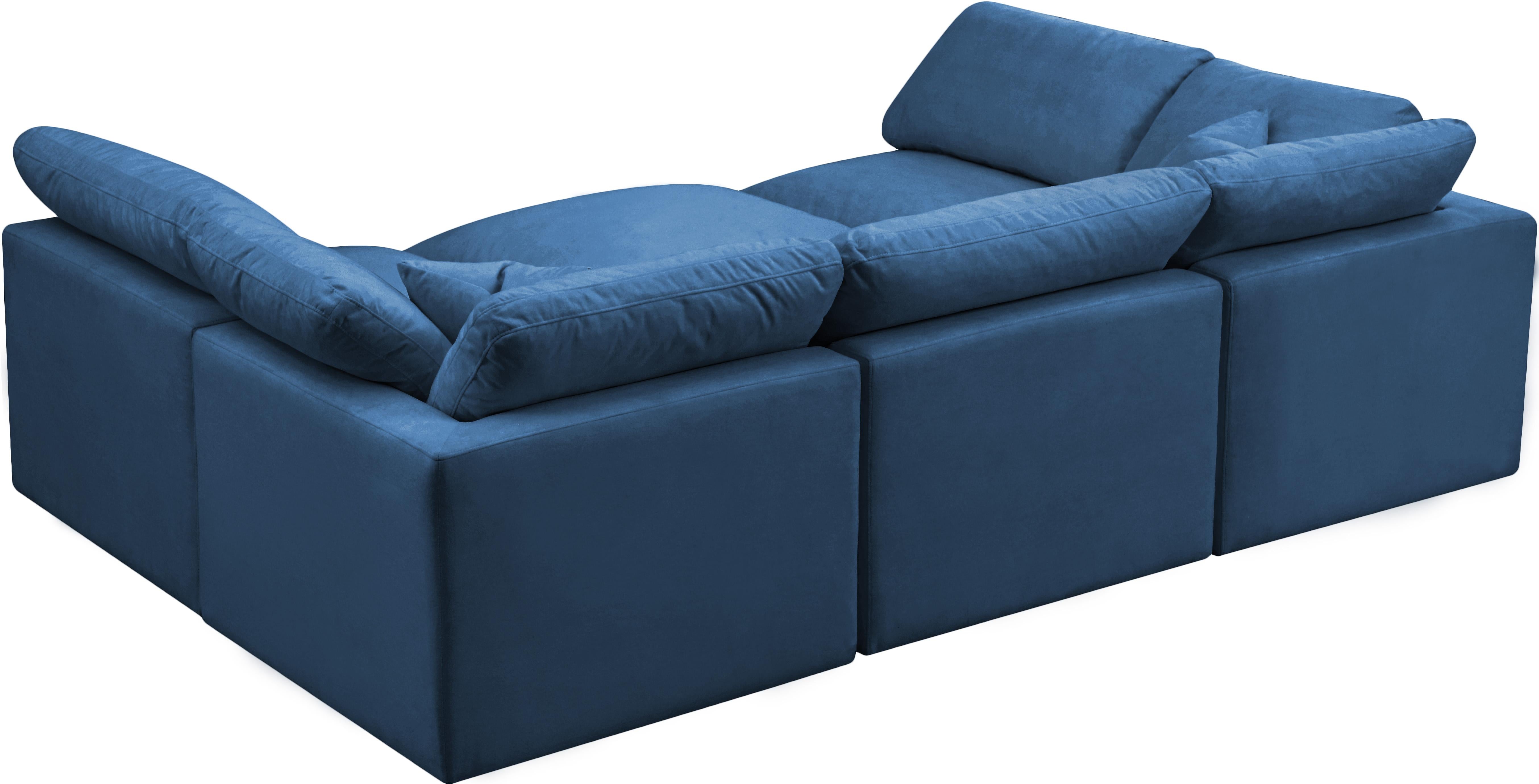 Plush Navy Velvet Standard Cloud Modular Sectional - Luxury Home Furniture (MI)