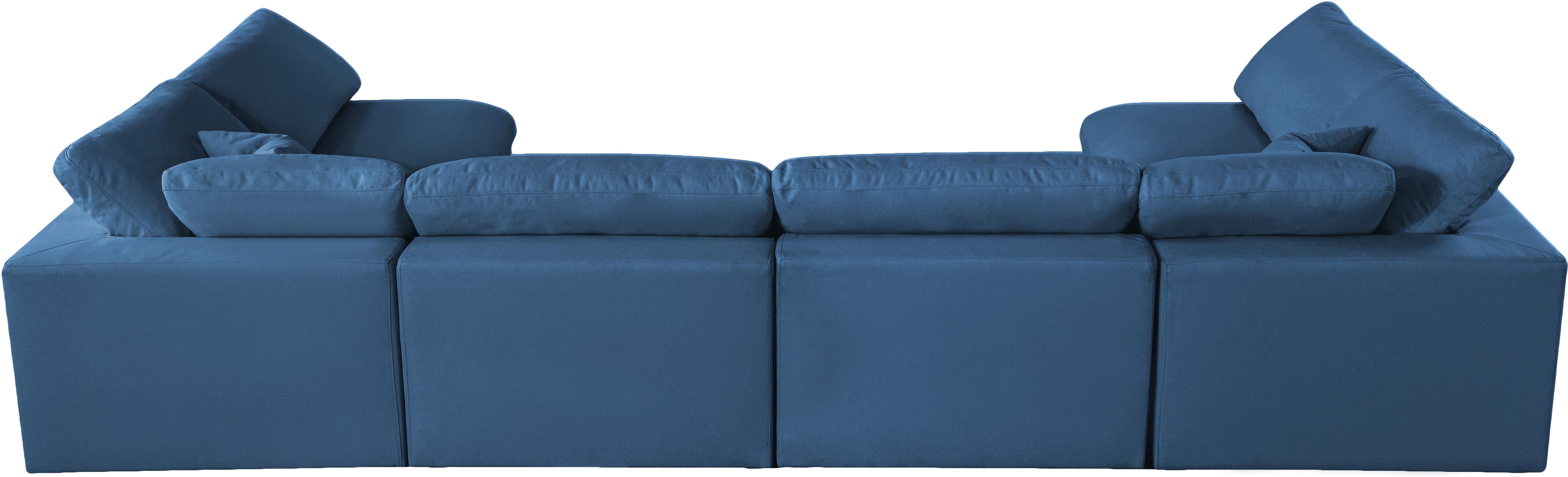 Plush Navy Velvet Standard Cloud Modular Sectional - Luxury Home Furniture (MI)
