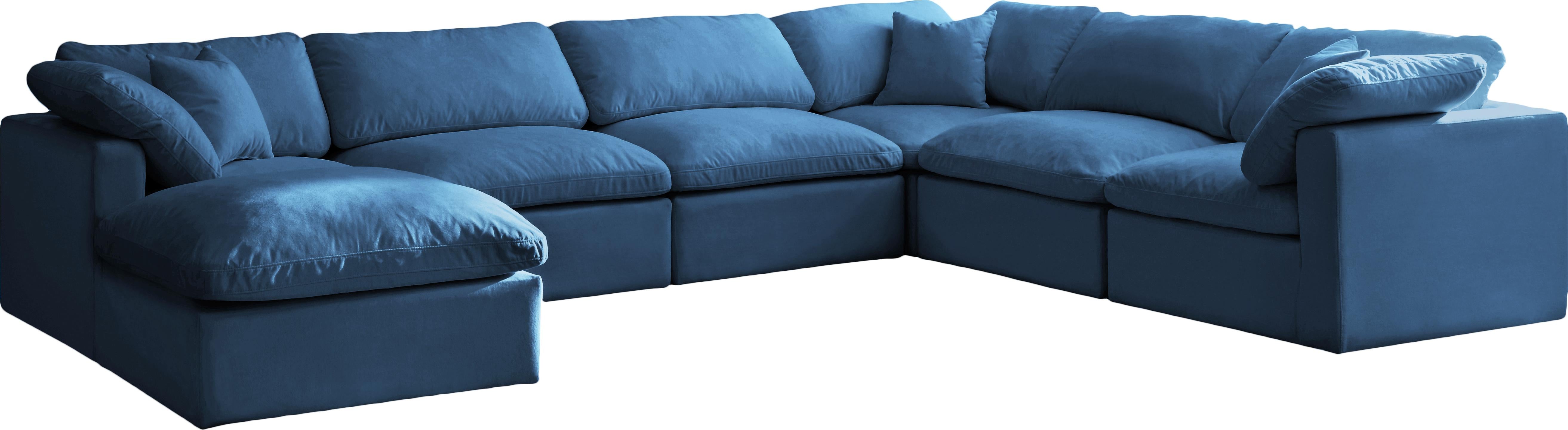 Plush Navy Velvet Standard Cloud Modular Sectional - Luxury Home Furniture (MI)