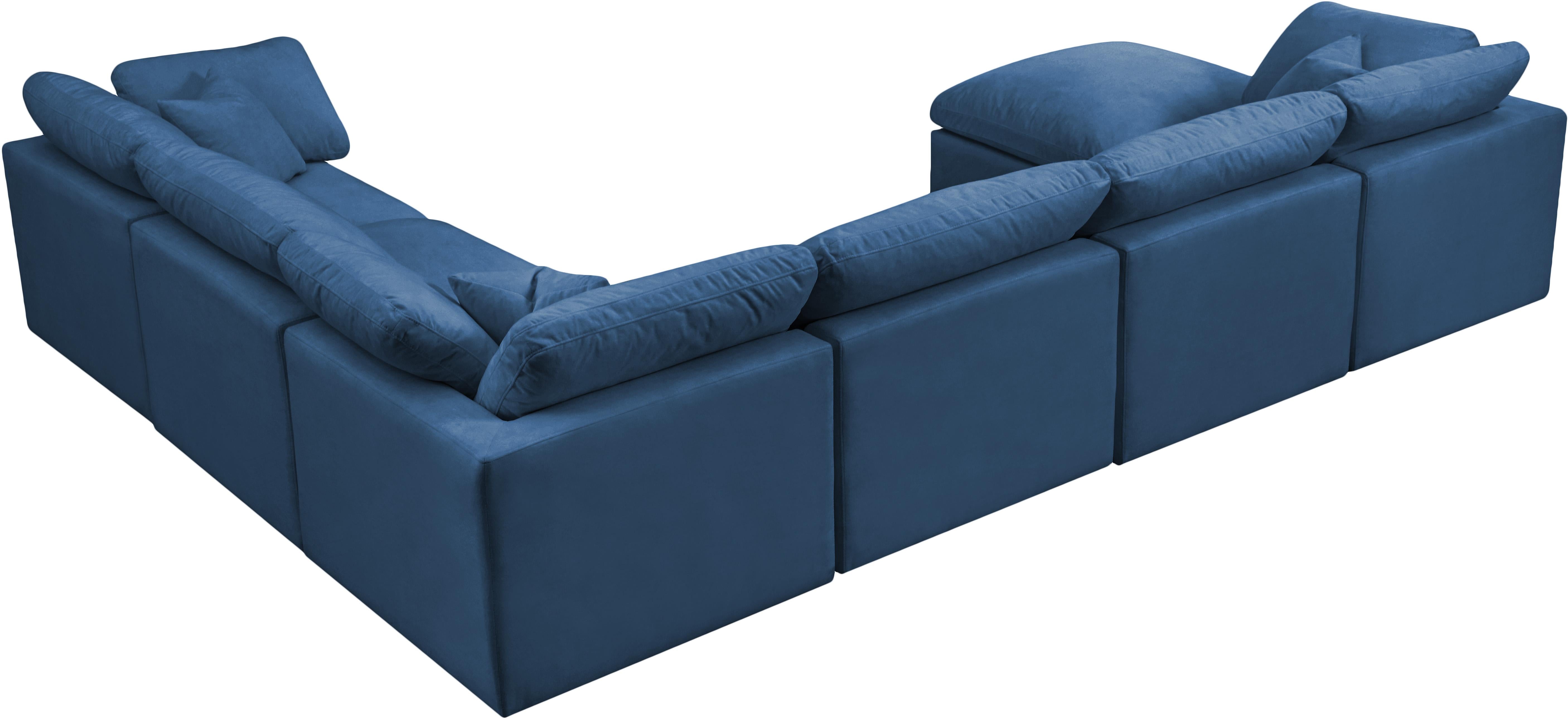 Plush Navy Velvet Standard Cloud Modular Sectional - Luxury Home Furniture (MI)
